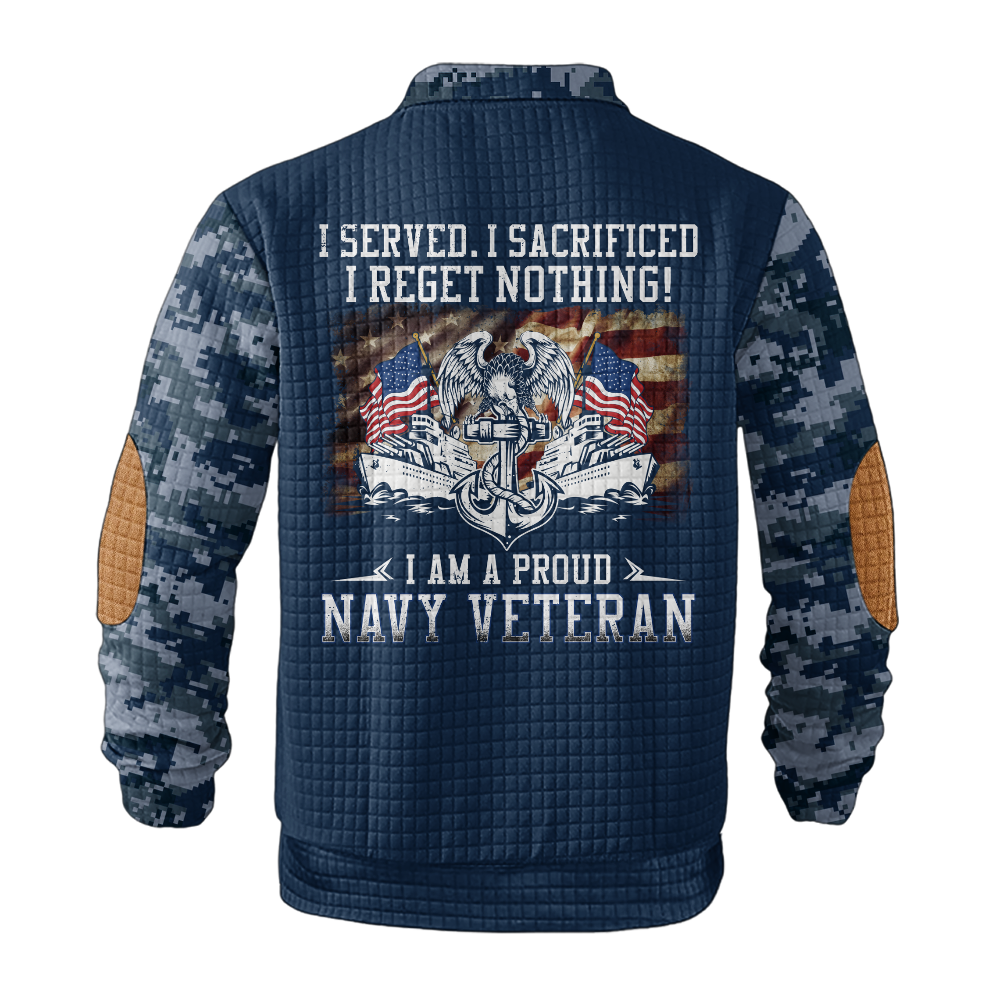 I Am a Navy Veteran Waffle Stand Collar Sweatshirt