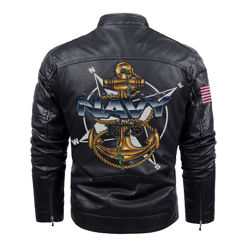 Navy Leather Jacket