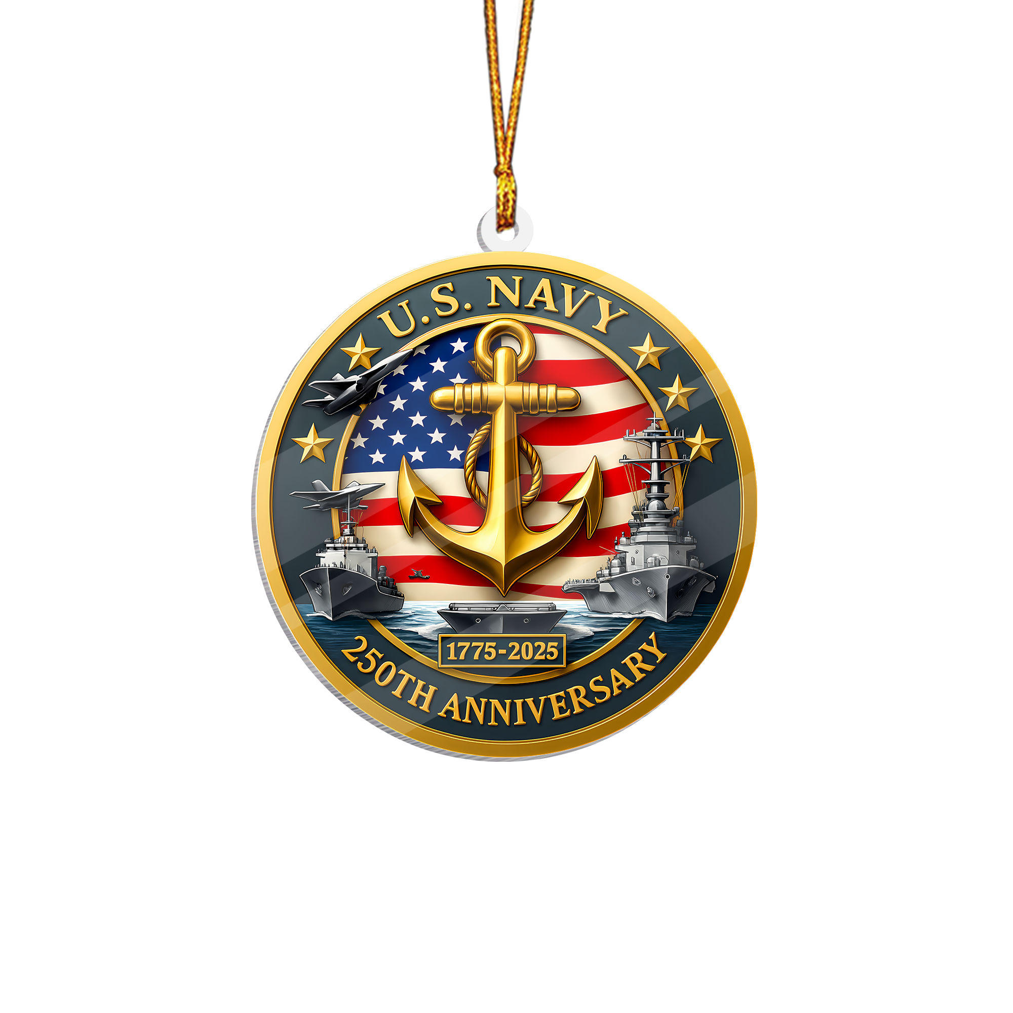 Navy 250th Anniversary Acrylic Ornament