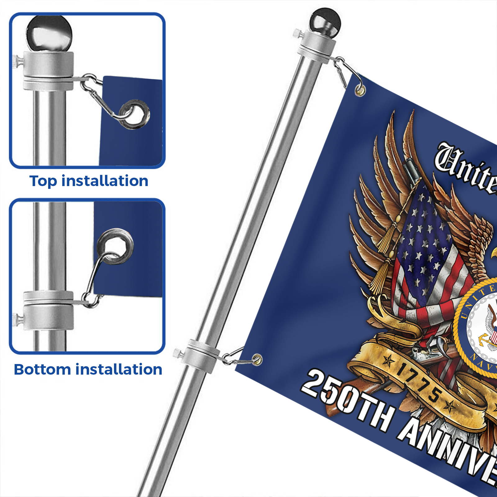 Navy 250th Anniversary House Flag