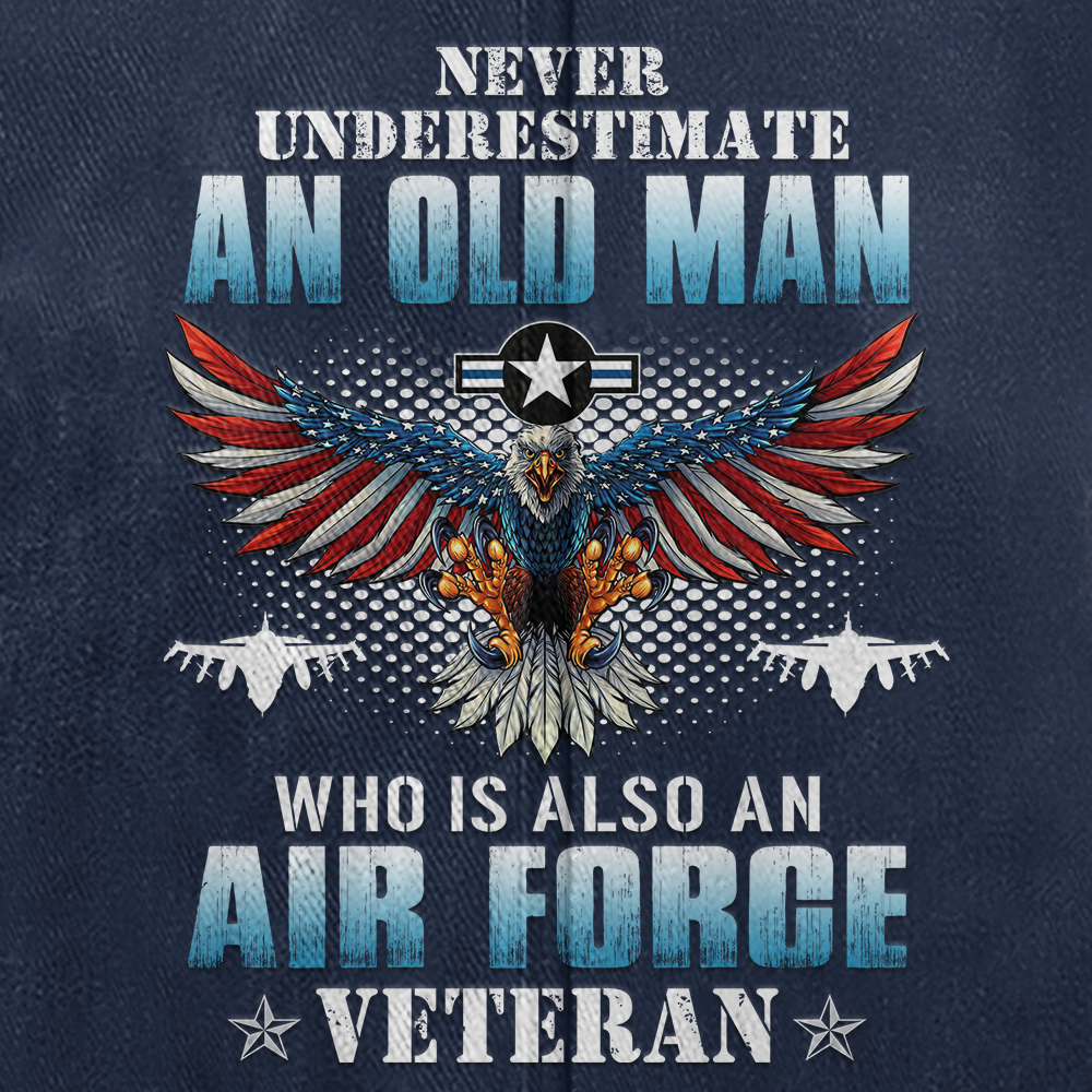 Personalizable Air Force Never Underestimate An Old Man Washed Cap