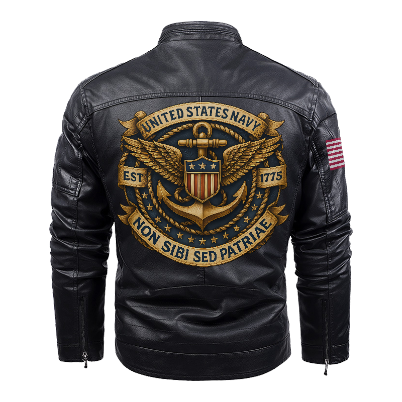 Navy Leather Jacket