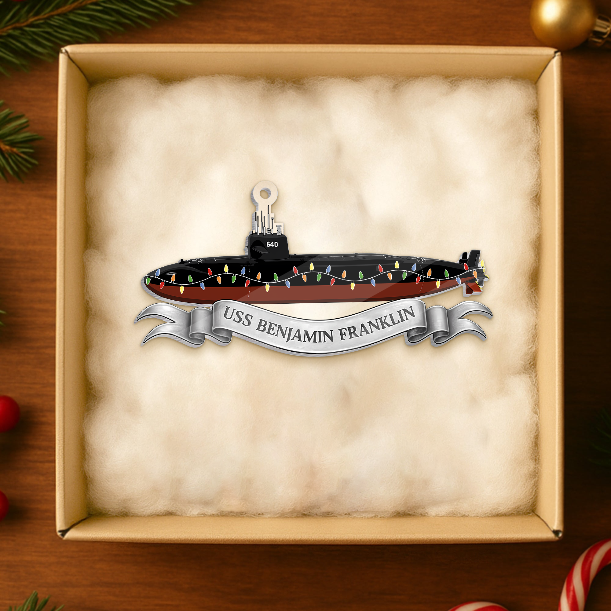 Personalizable Navy Submarine Ship Acrylic Ornament