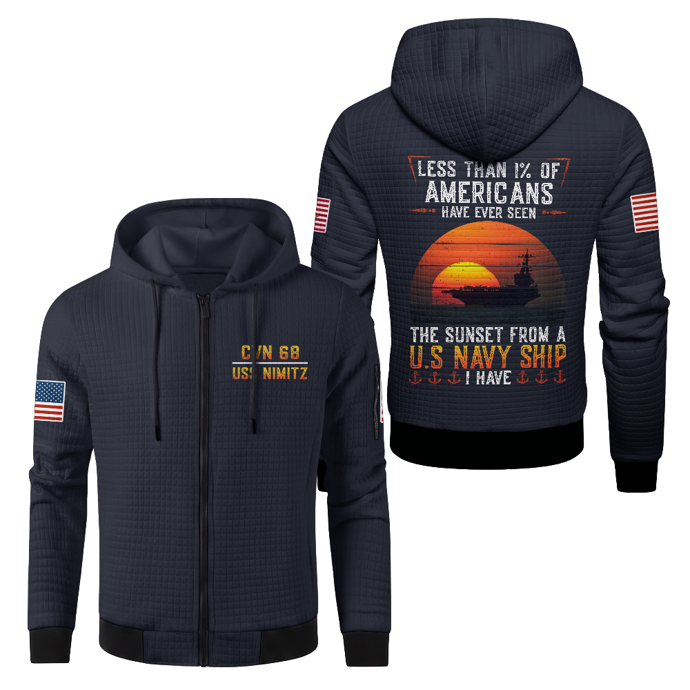 Personalizable Less Than 1% Navy Ship Waffle Hooded Jacket