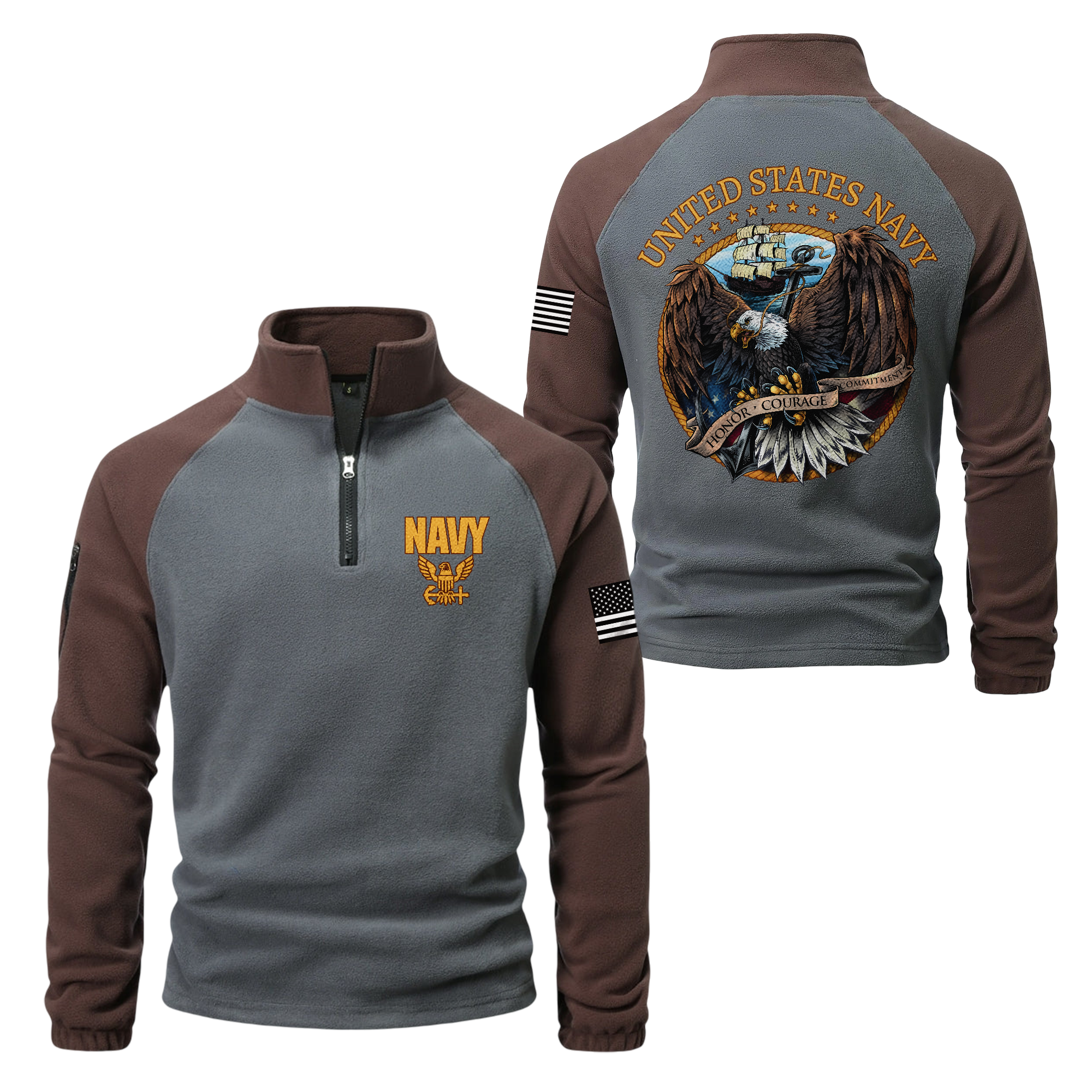 Navy Honor Courage Commitment Half-Zip Raglan Sweatshirt