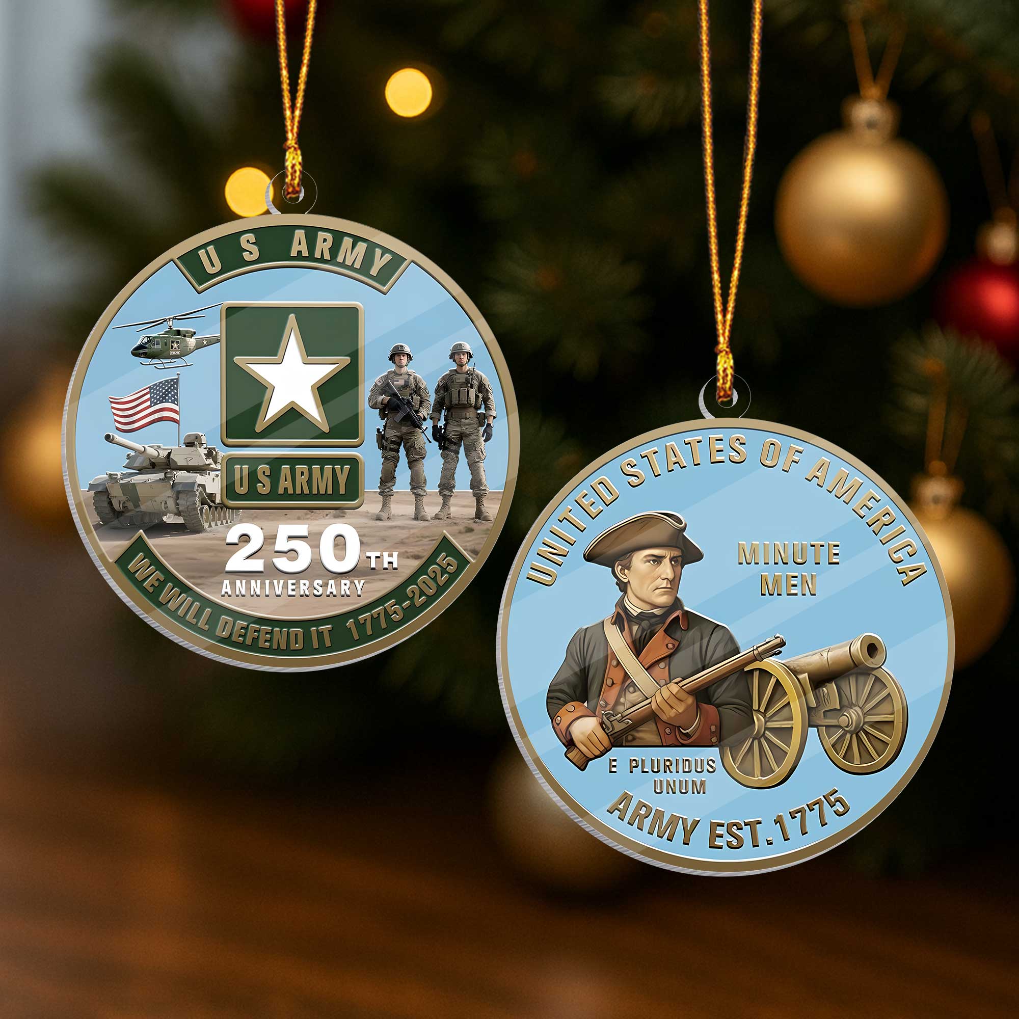 Army 250th Anniversary Acrylic Ornament