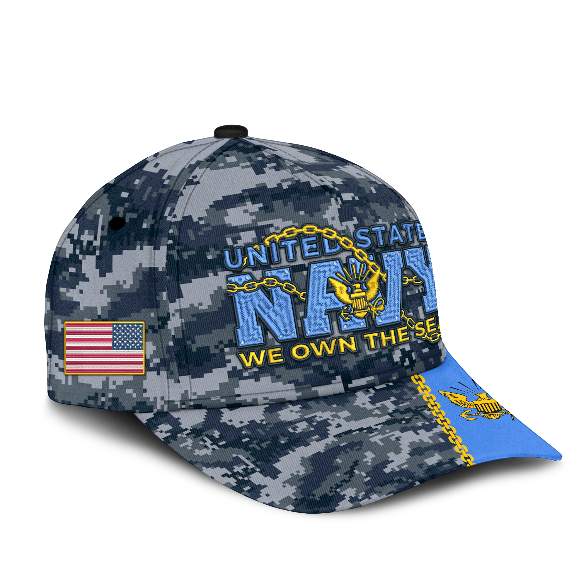 Navy We Own The Seas Embroidered & Printed Cap