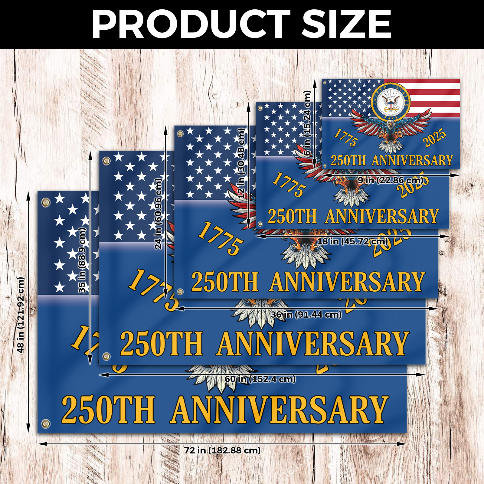 Navy 250th Anniversary House Flag With Flagpole Combo