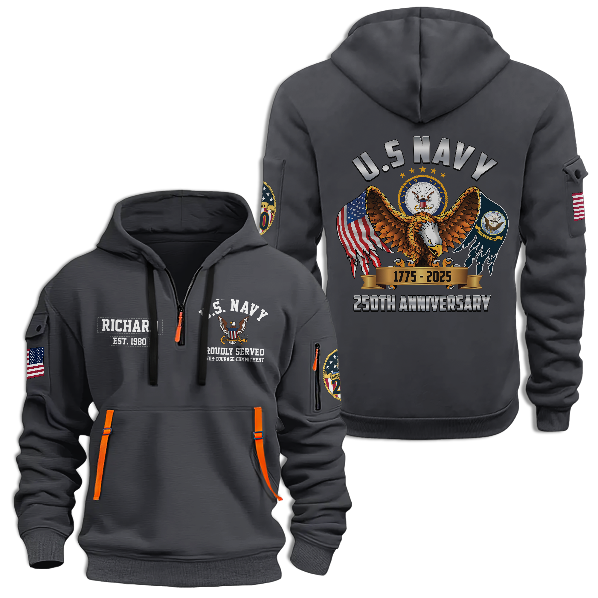 Navy 250th Anniversary Quarter Zip Hoodie