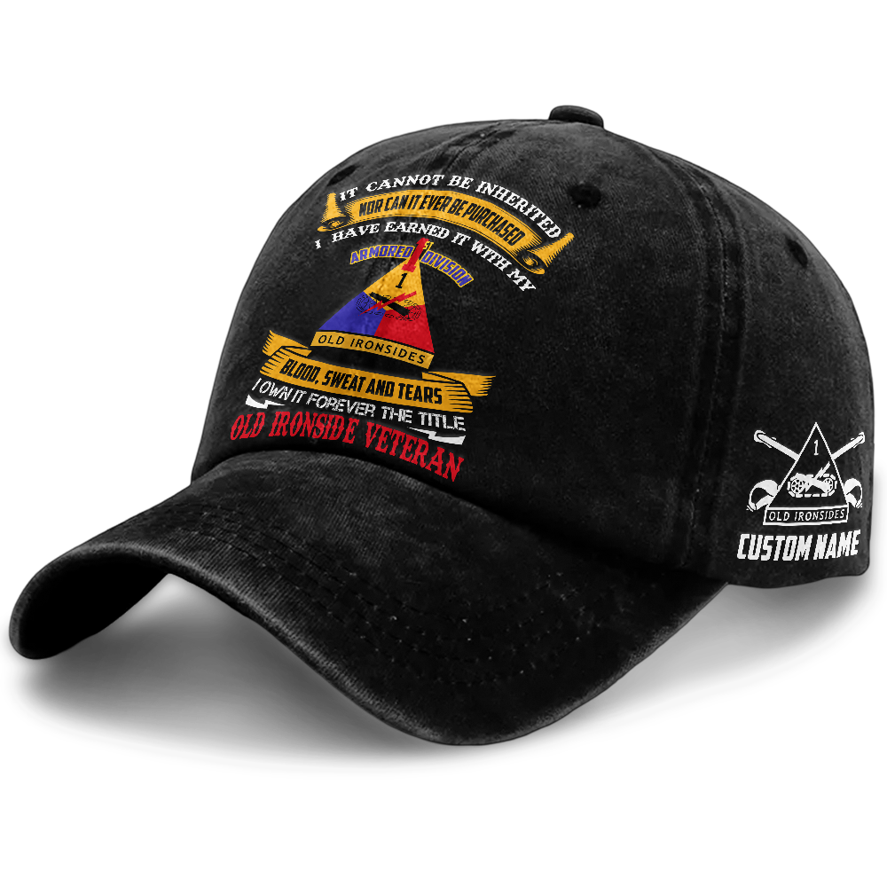 Personalizable Army 1st Armored Division Washed Cap