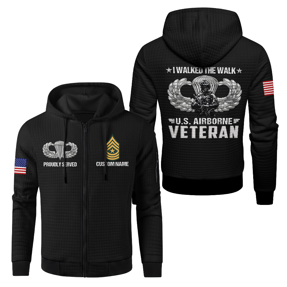 Personalizable Airborne I Walked The Walk Waffle Hooded Jacket