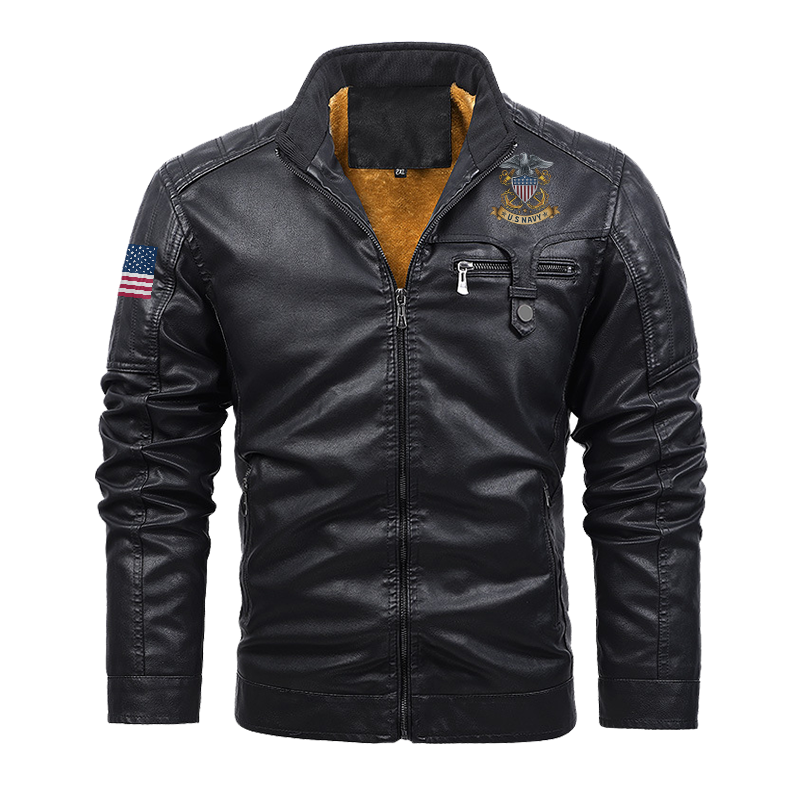 Navy Leather Jacket