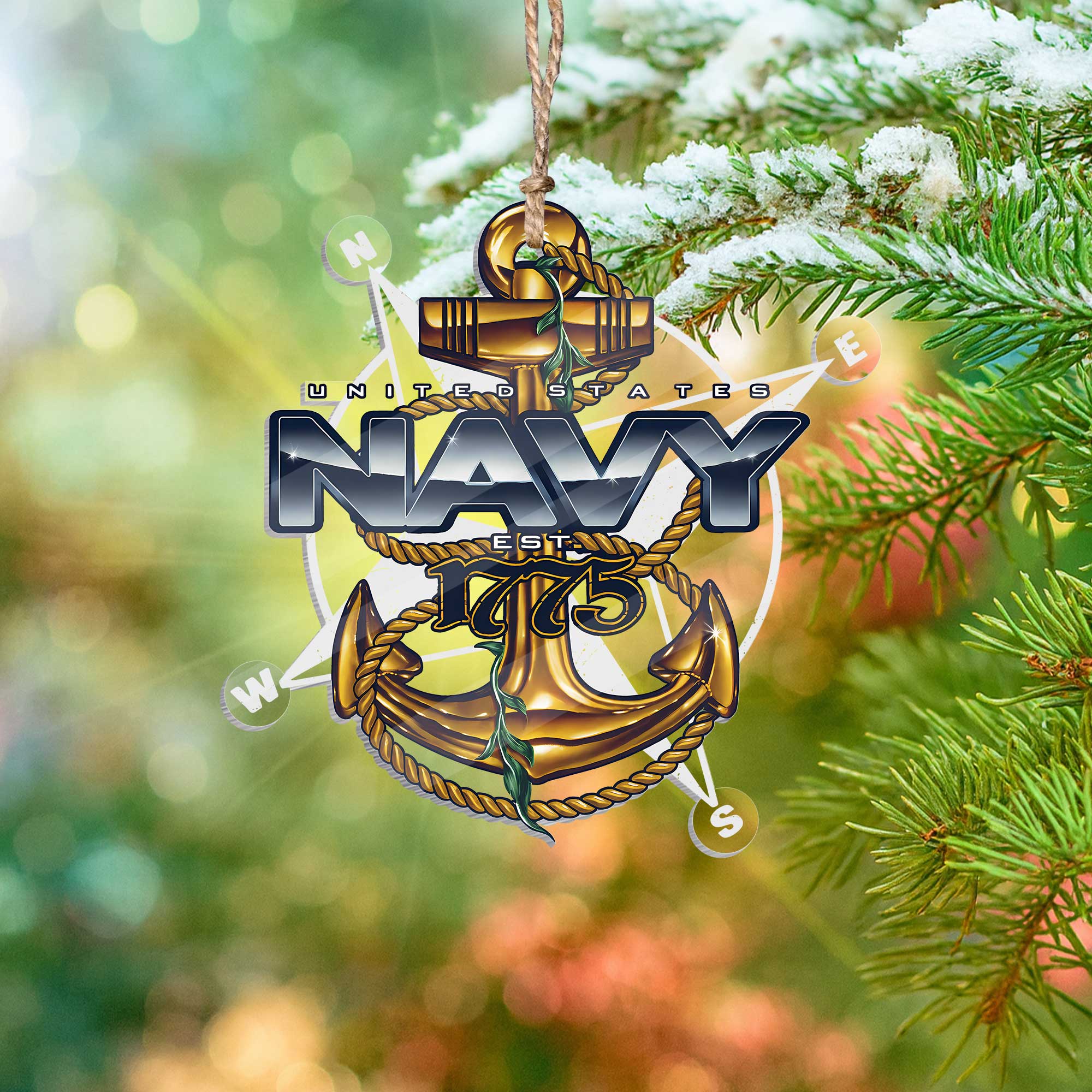 Navy Anchor Est 1775 Acrylic Ornament