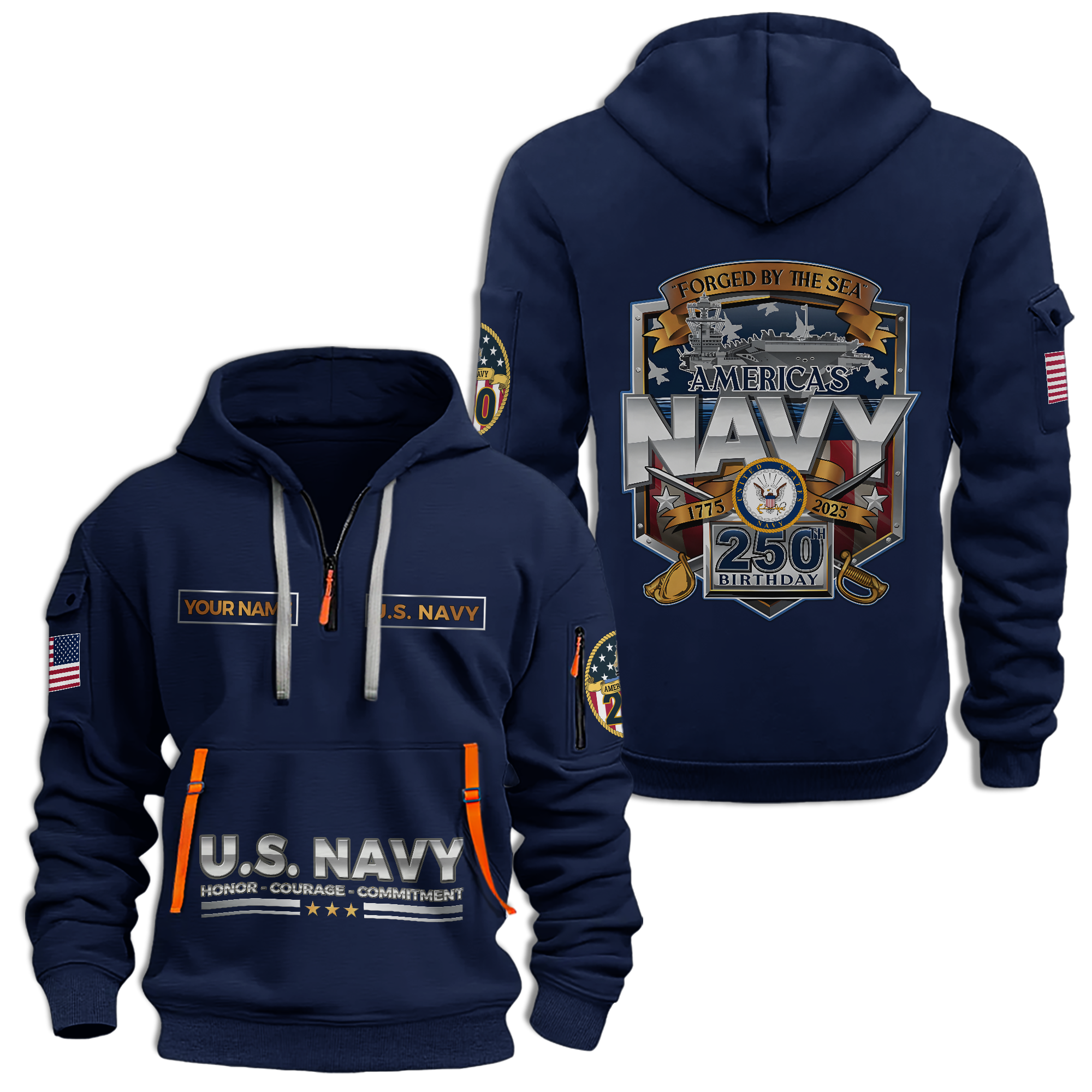 Navy 250th Anniversary Quarter Zip Hoodie