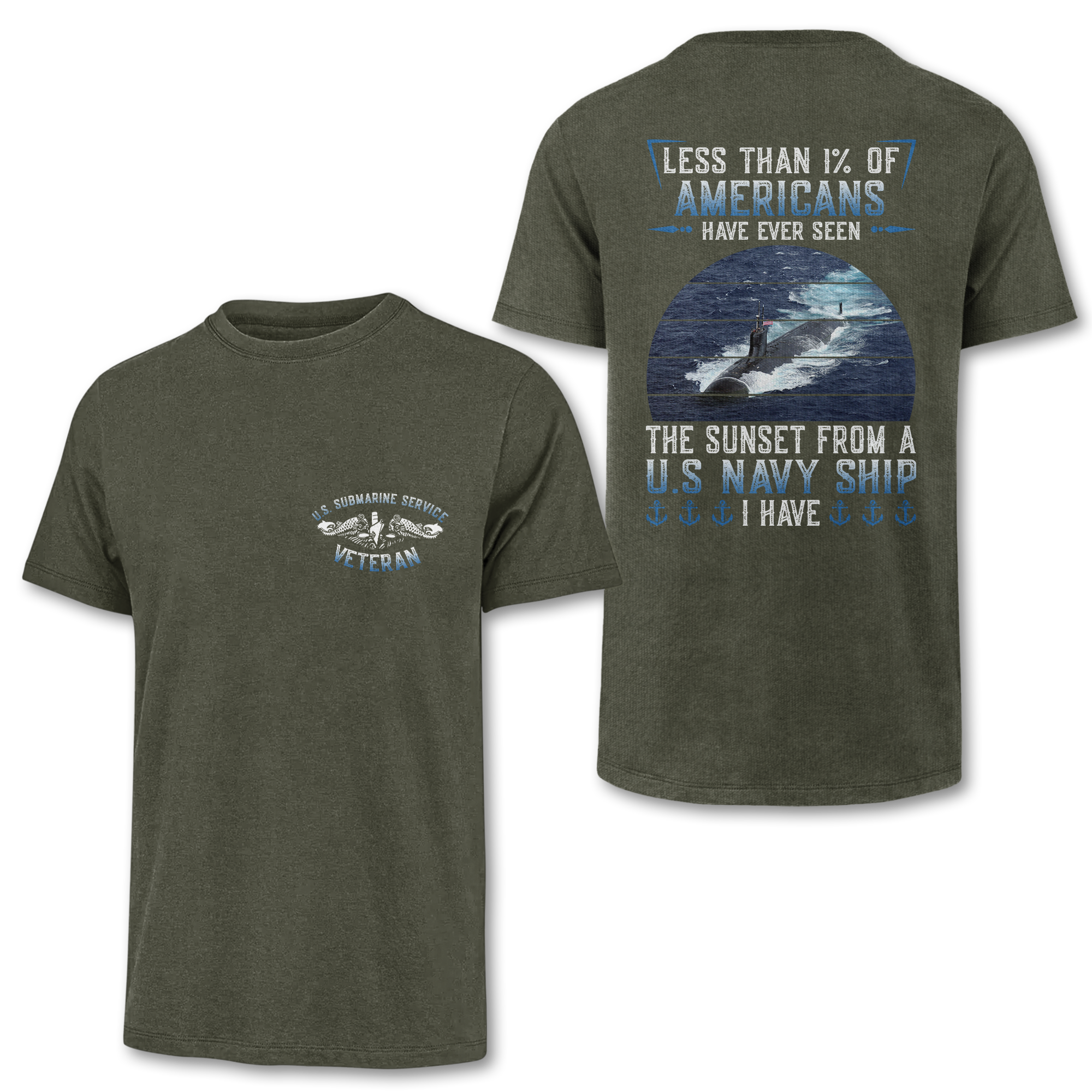 Navy Submarine Less Than 1% Navy Ship Double Side Classic T-shirt