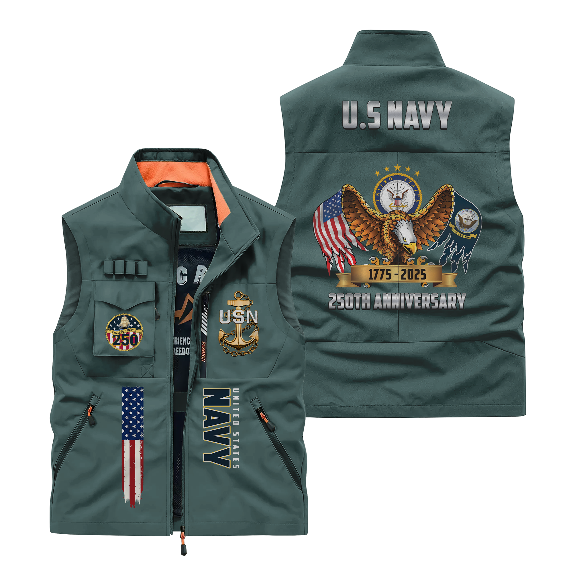 Navy 250th Anniversary Pocket Vest
