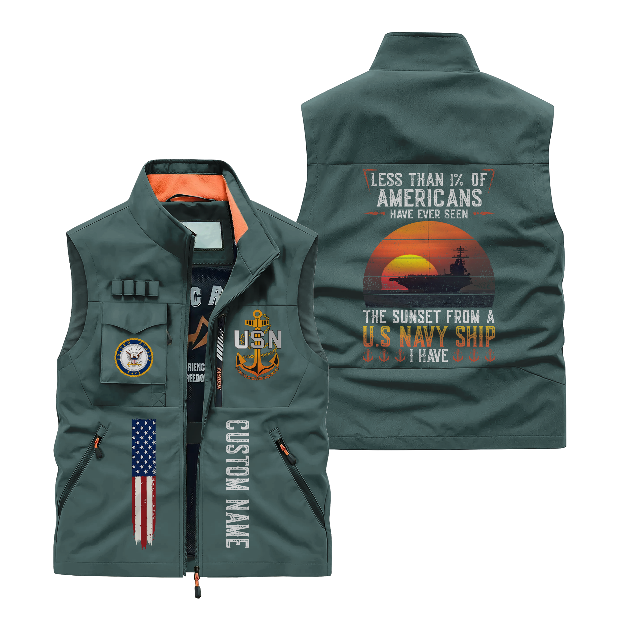 Personalizable Less Than 1% Navy Ship Pocket Vest