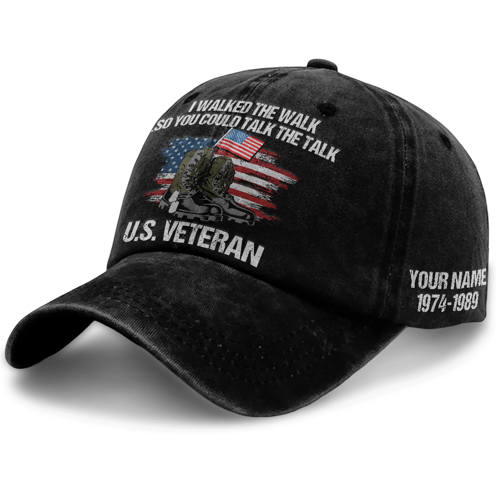 Personalizable US Veteran I Walked The Walk Washed Cap