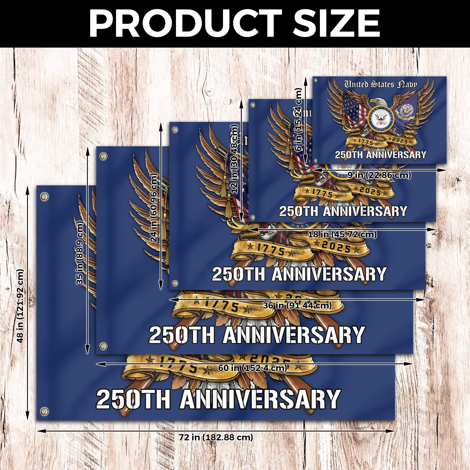 Navy 250th Anniversary House Flag