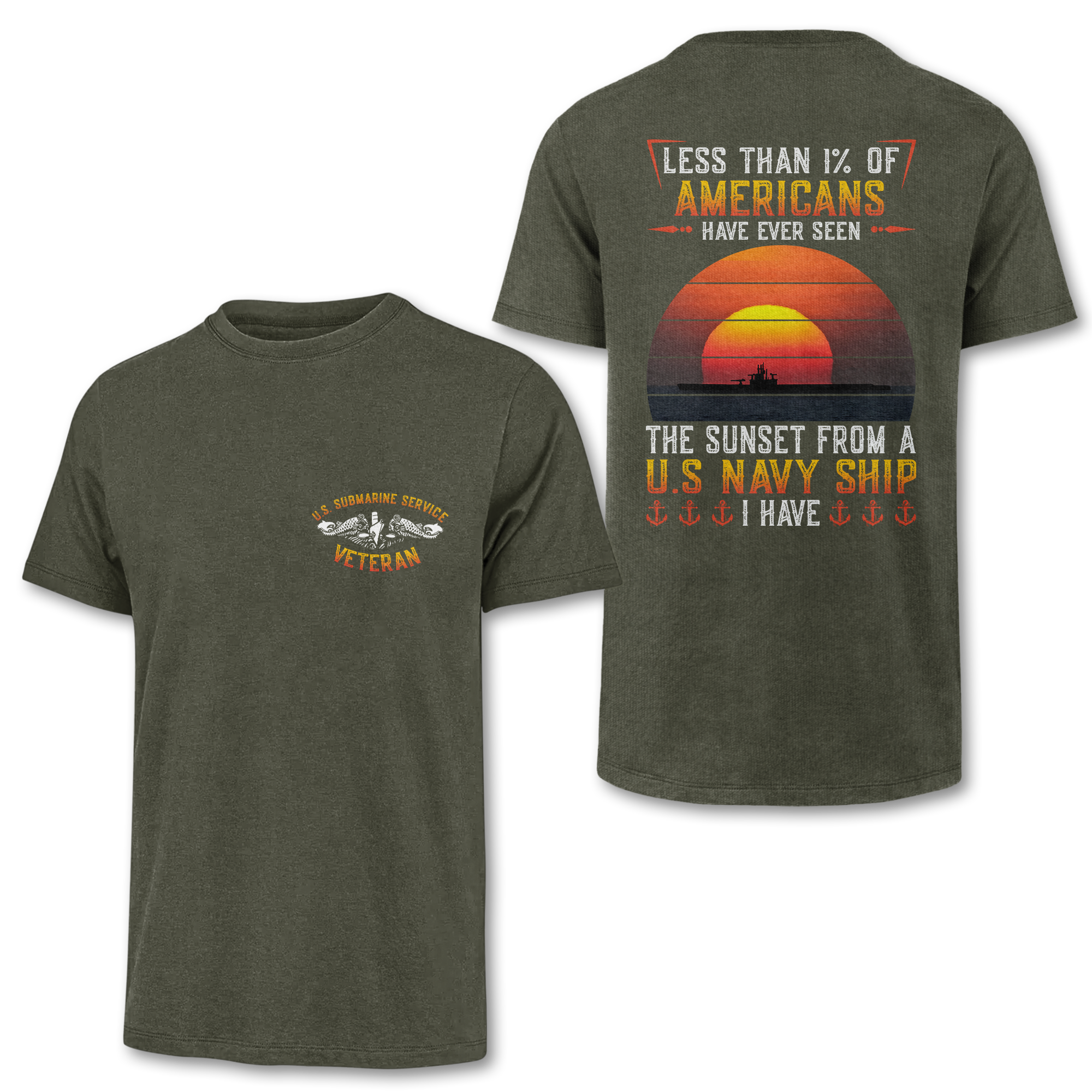 Navy Submarine Less Than 1% Navy Ship Double Side Classic T-shirt