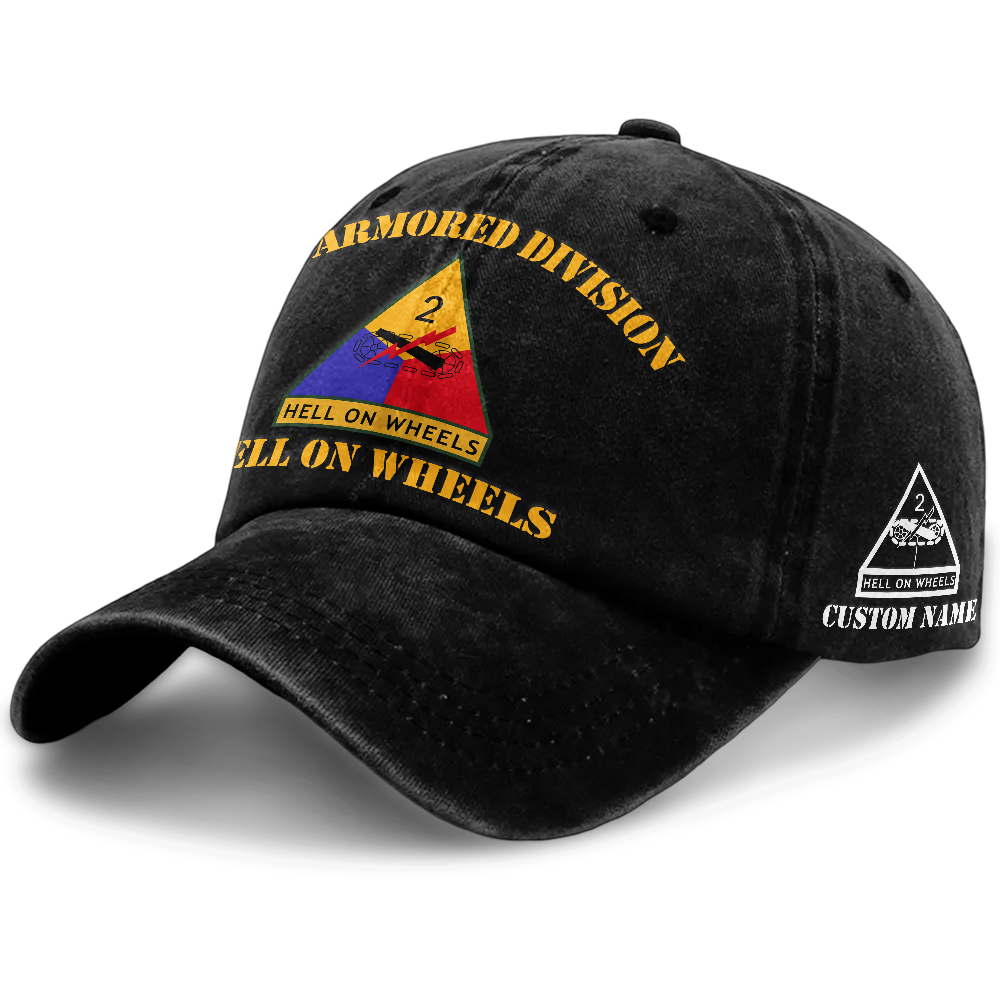 Personalizable Army 2nd Armored Division Washed Cap