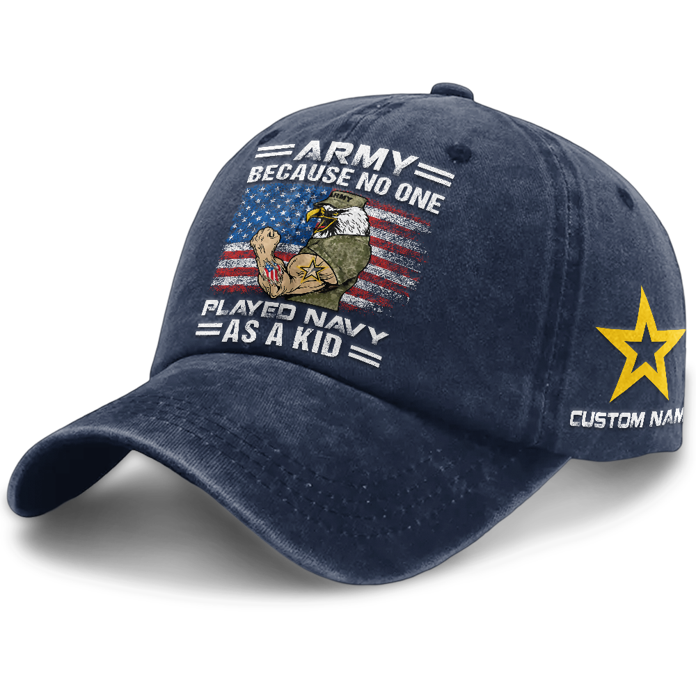Personalizable Army Because No One Played Navy As A Kid Washed Cap
