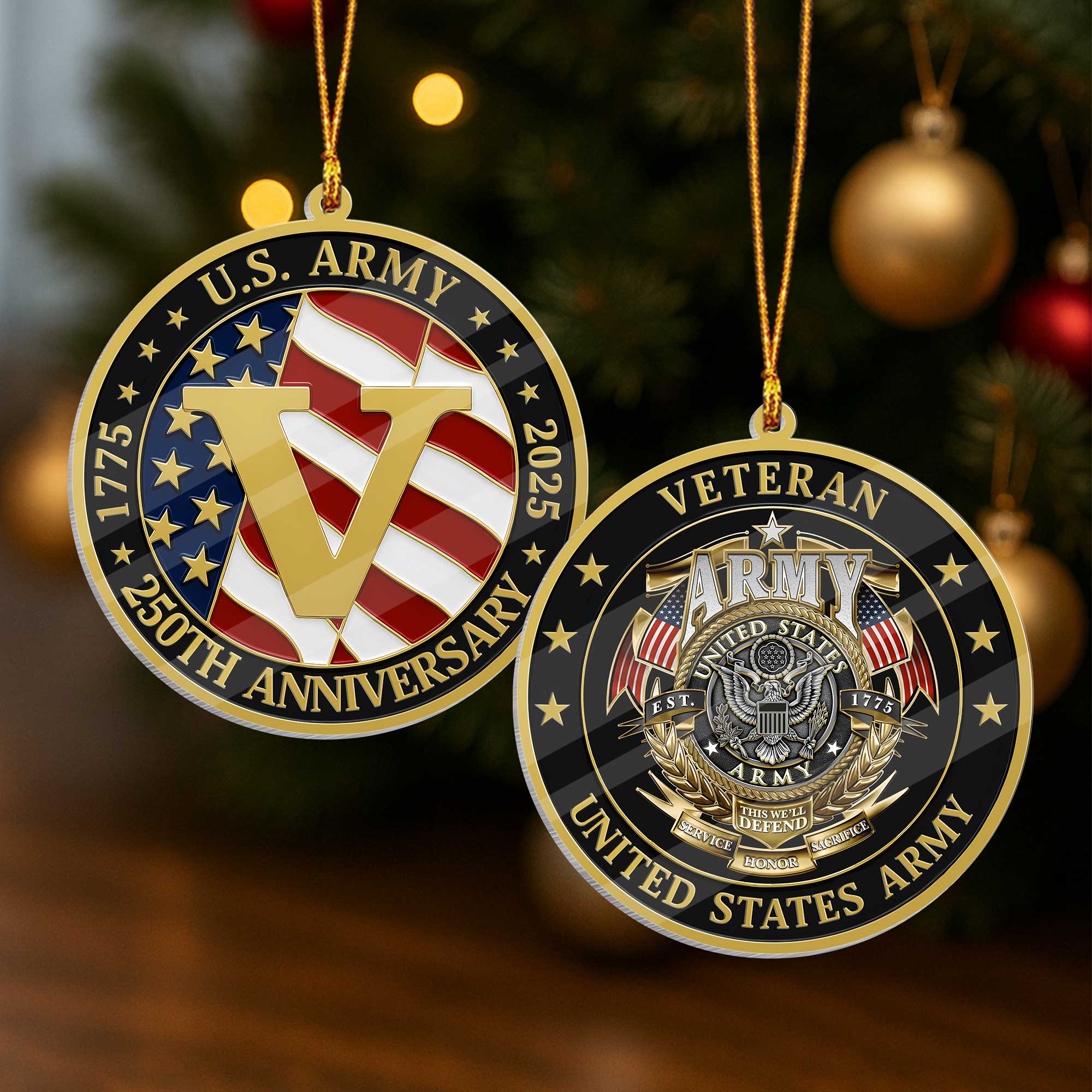 Army 250th Anniversary Acrylic Ornament