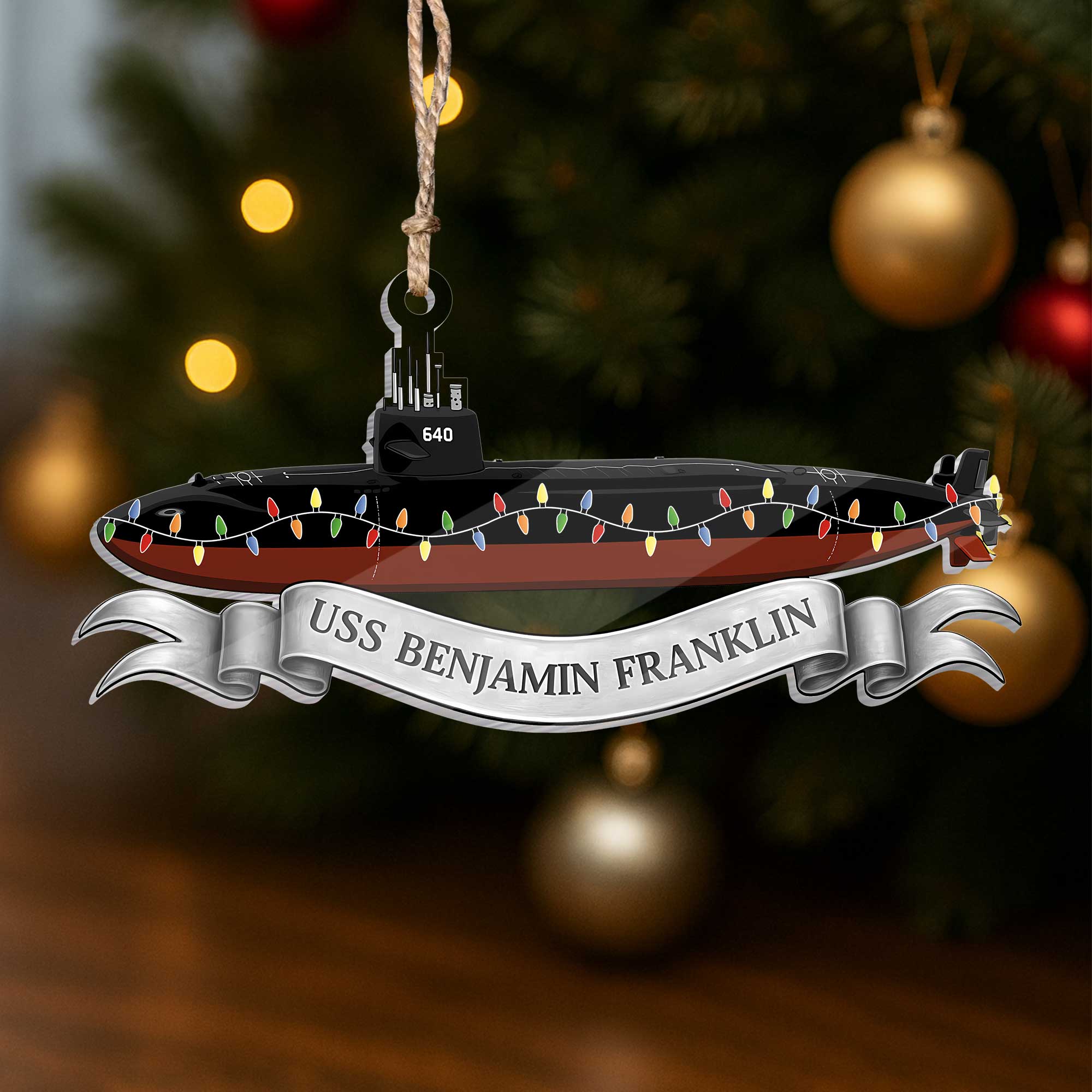 Personalizable Navy Submarine Ship Acrylic Ornament