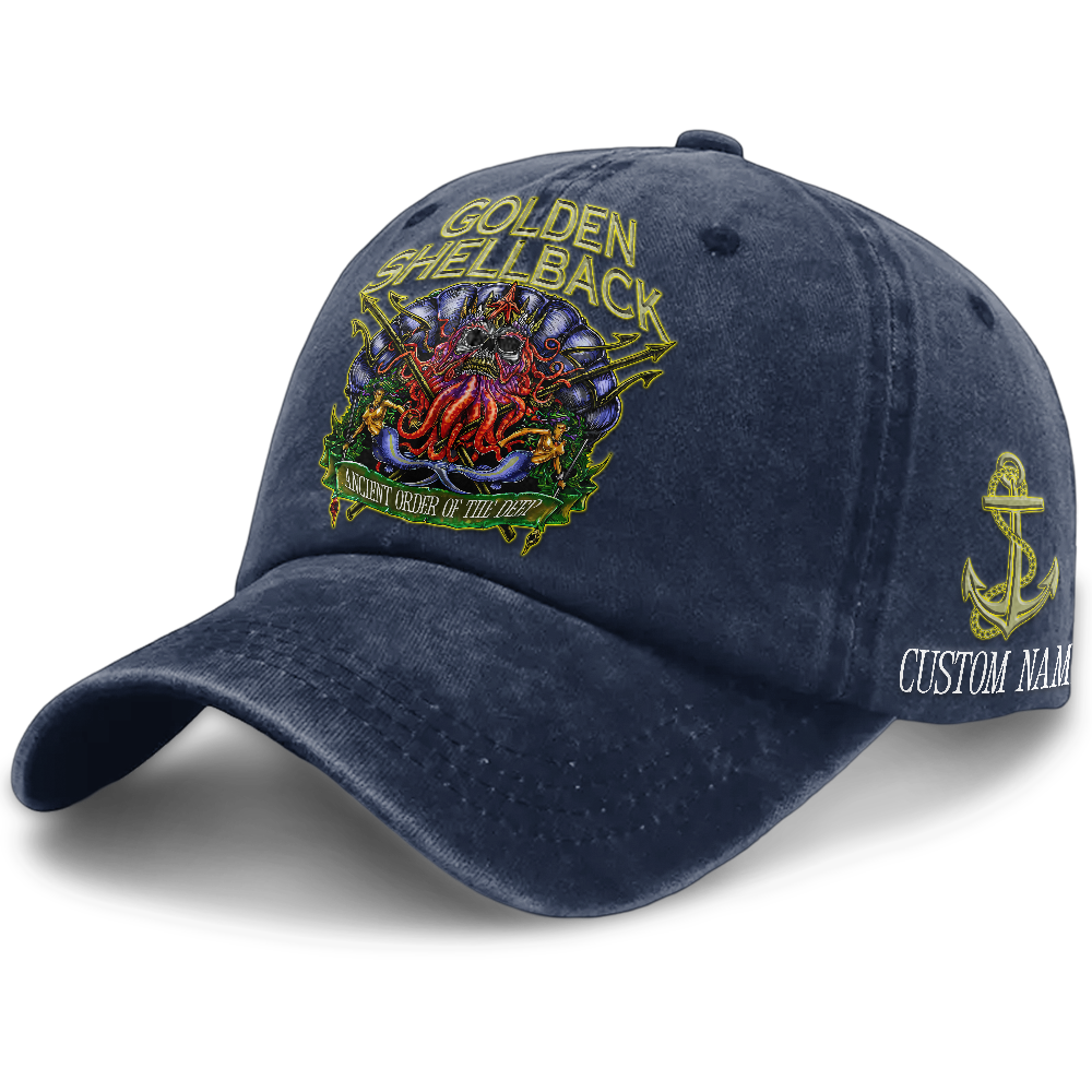 Personalizable Navy Shellback Washed Cap