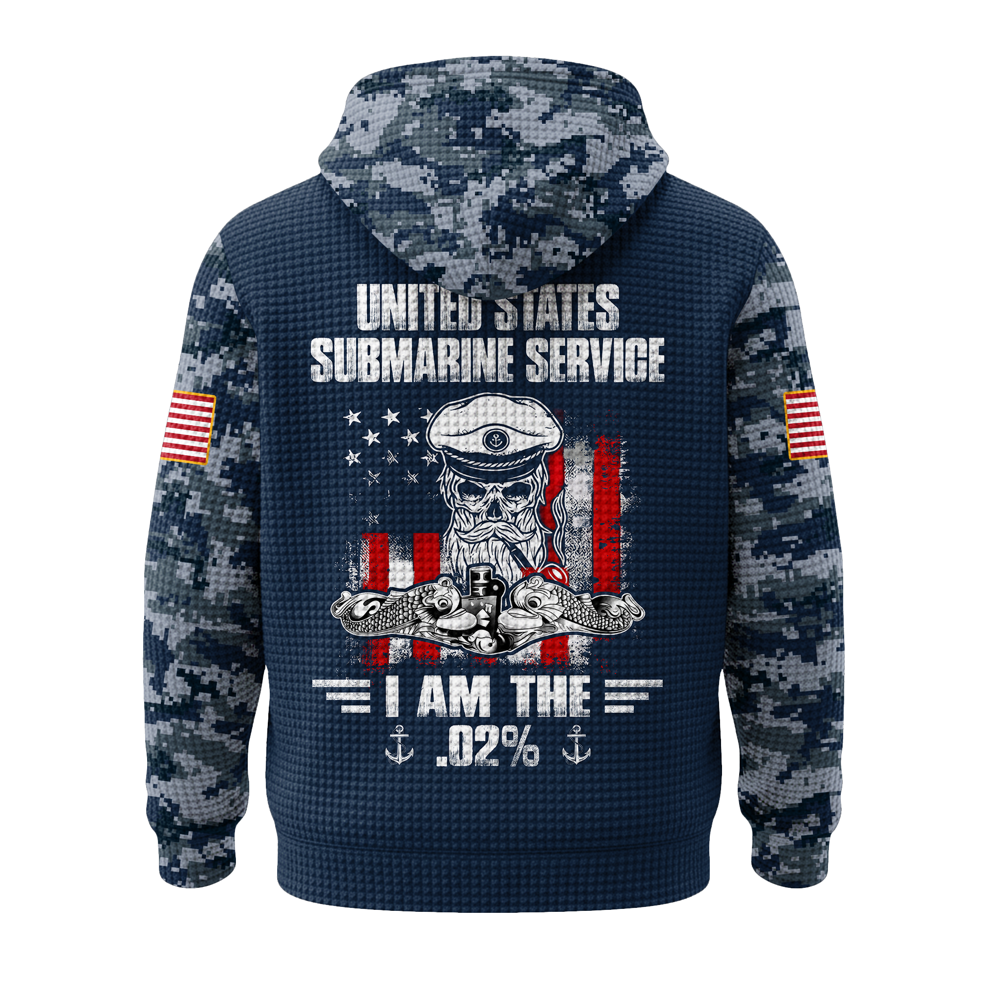 Personalizable Navy Submarine Quarter Zip Waffle Hoodie