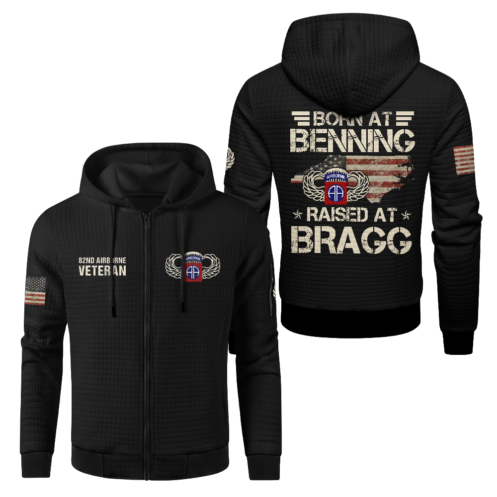 82nd Airborne Born At Benning Waffle Hooded Jacket