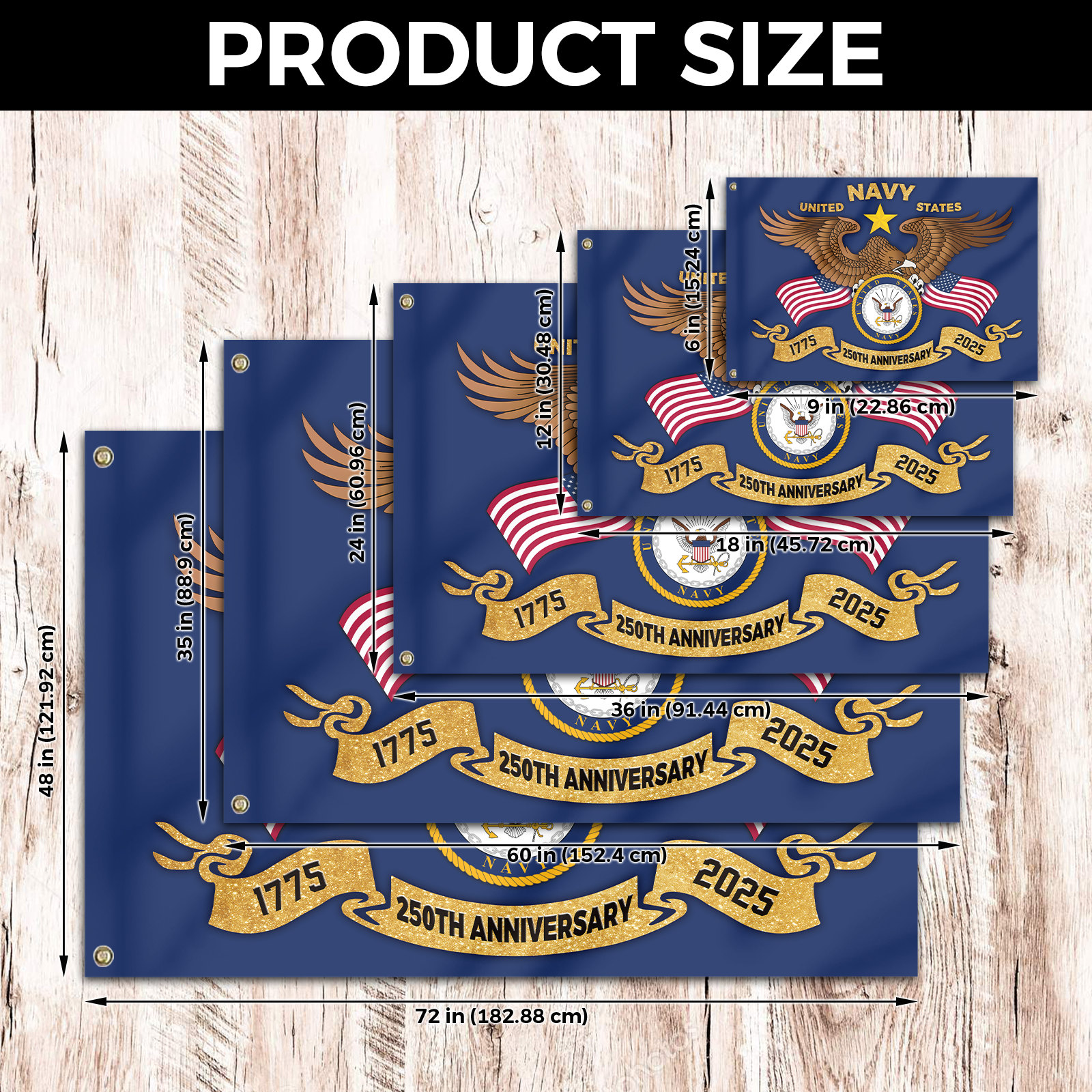 Navy 250th Anniversary House Flag