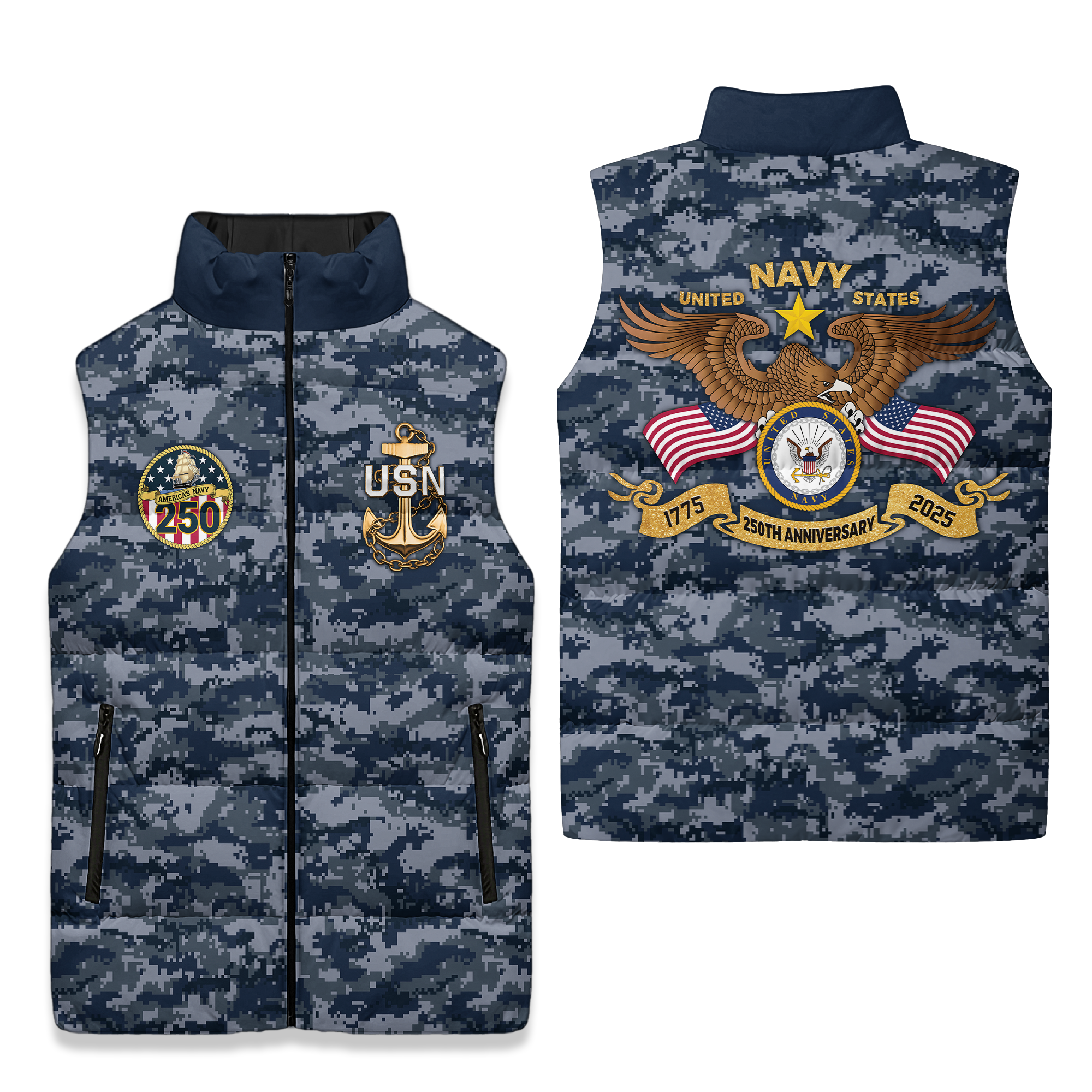 Navy 250th Anniversary Puffer Vest