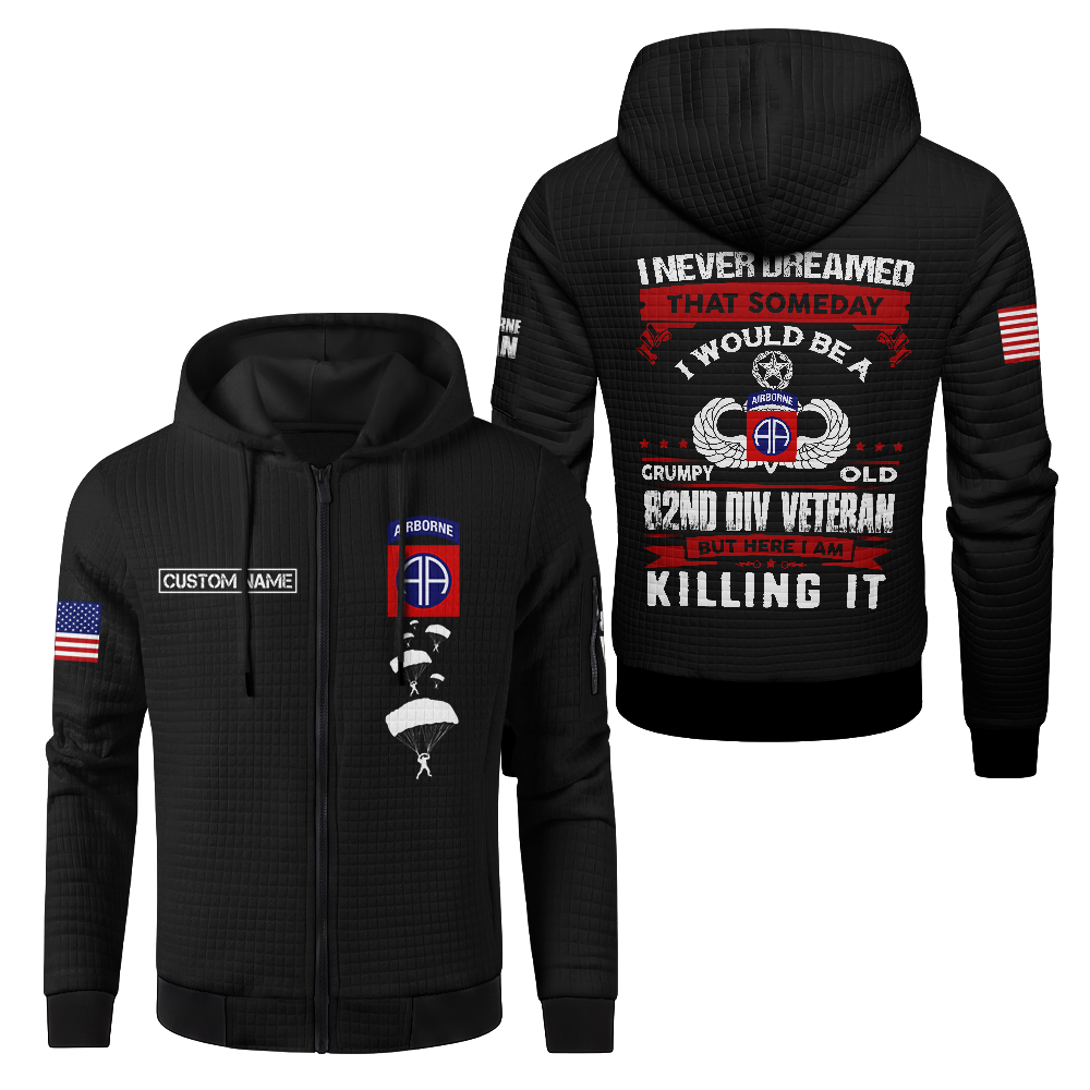 Personalizable 82nd Airborne Waffle Hooded Jacket