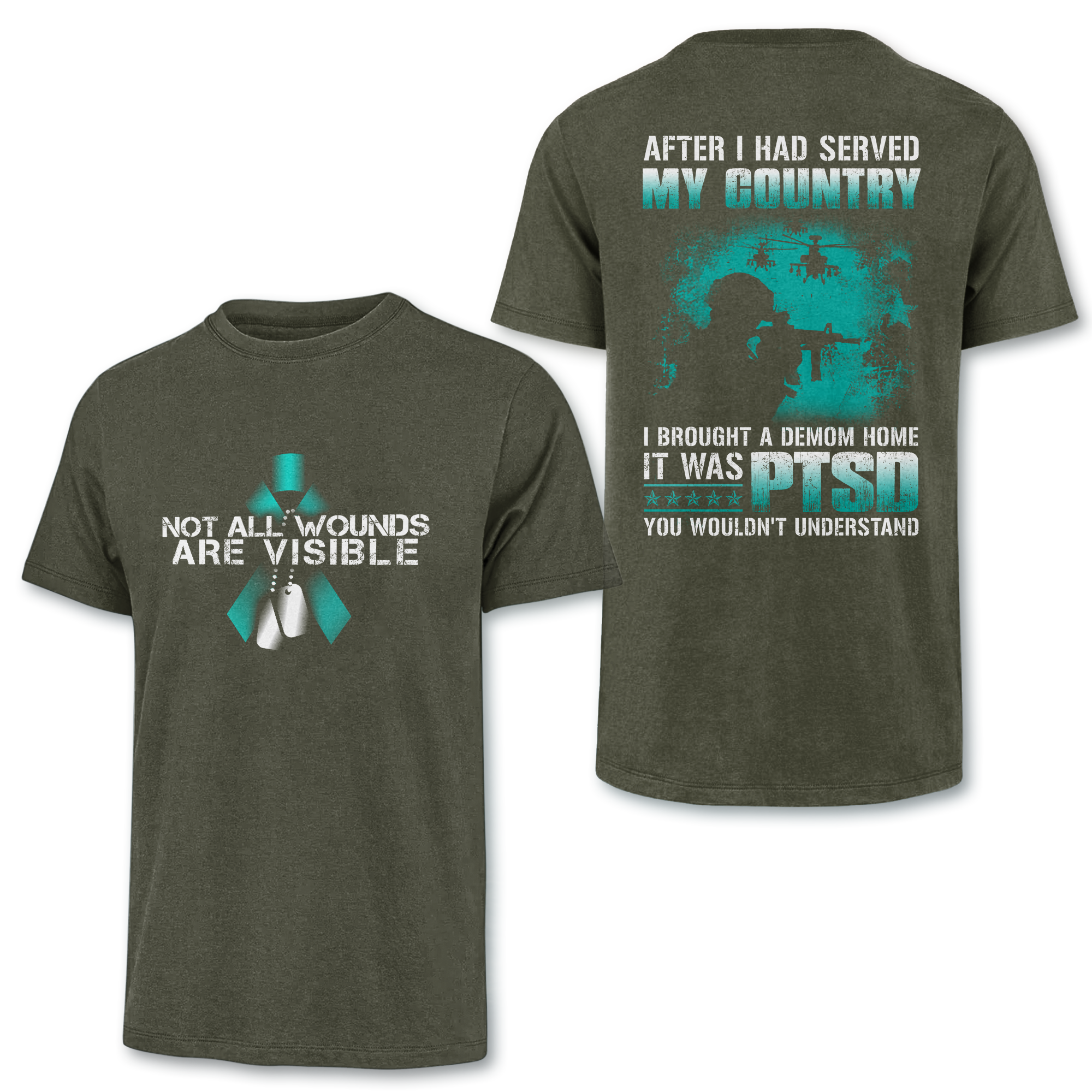 PTSD Not All Wounds Are Visible Double Sided Classic T-shirt
