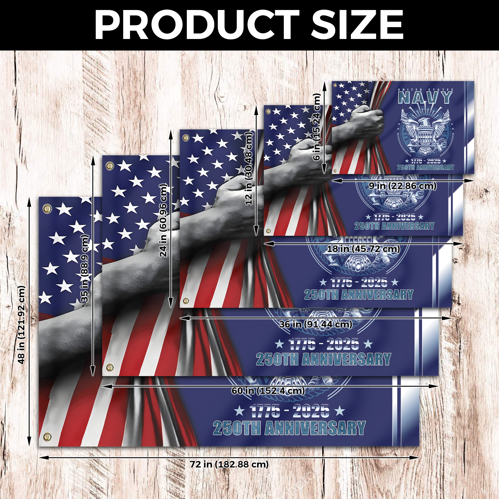 Navy 250th Anniversary House Flag