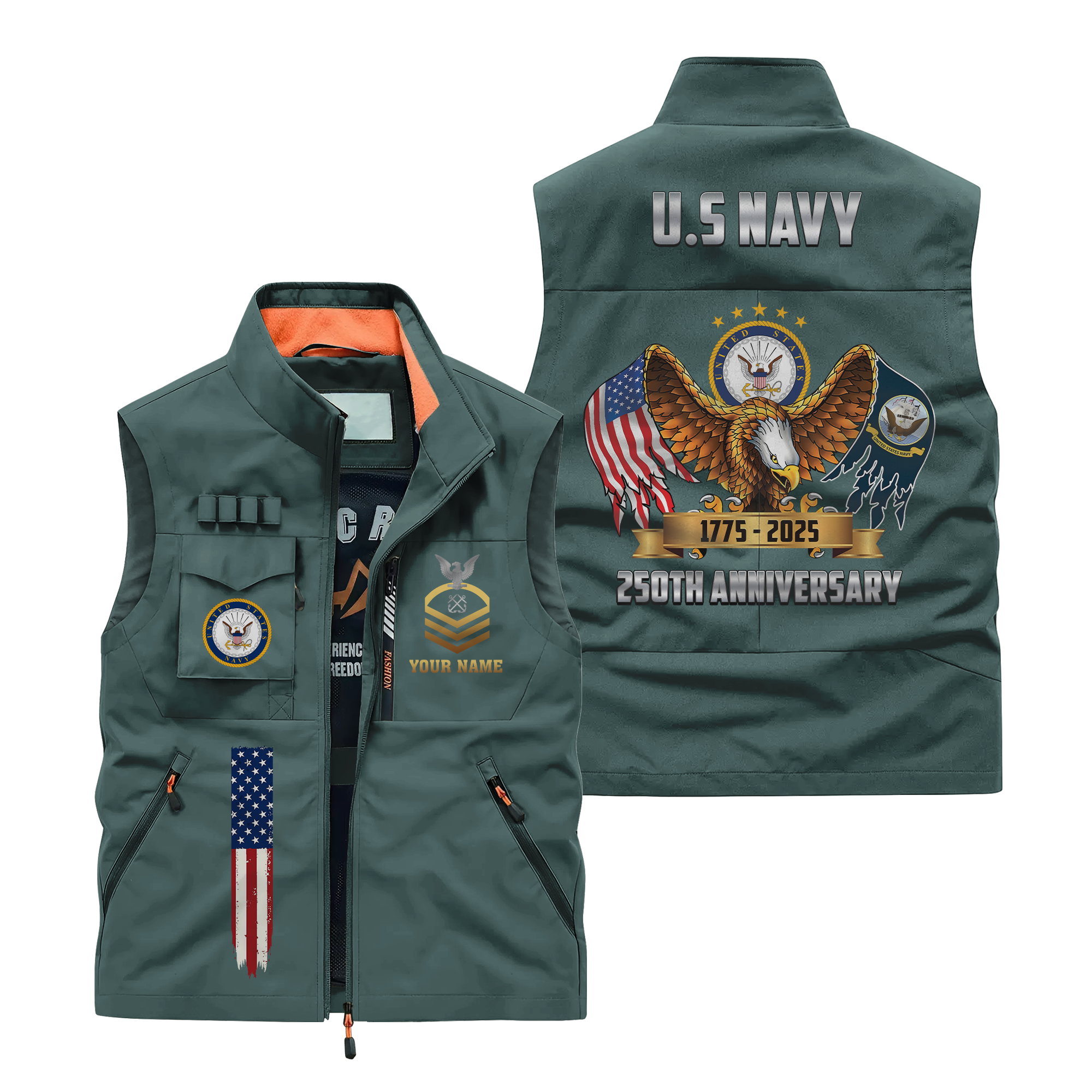 Personalizable Navy 250th Anniversary Pocket Vest