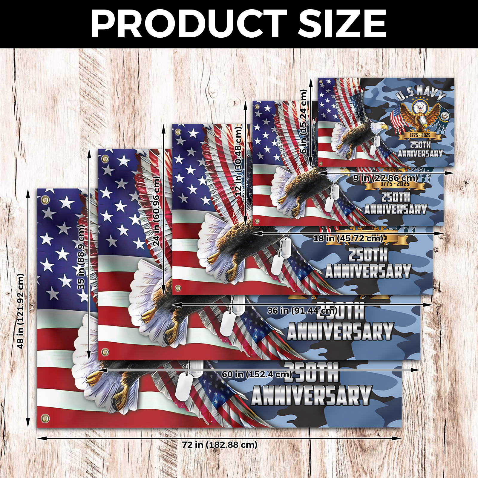Navy 250th Anniversary House Flag