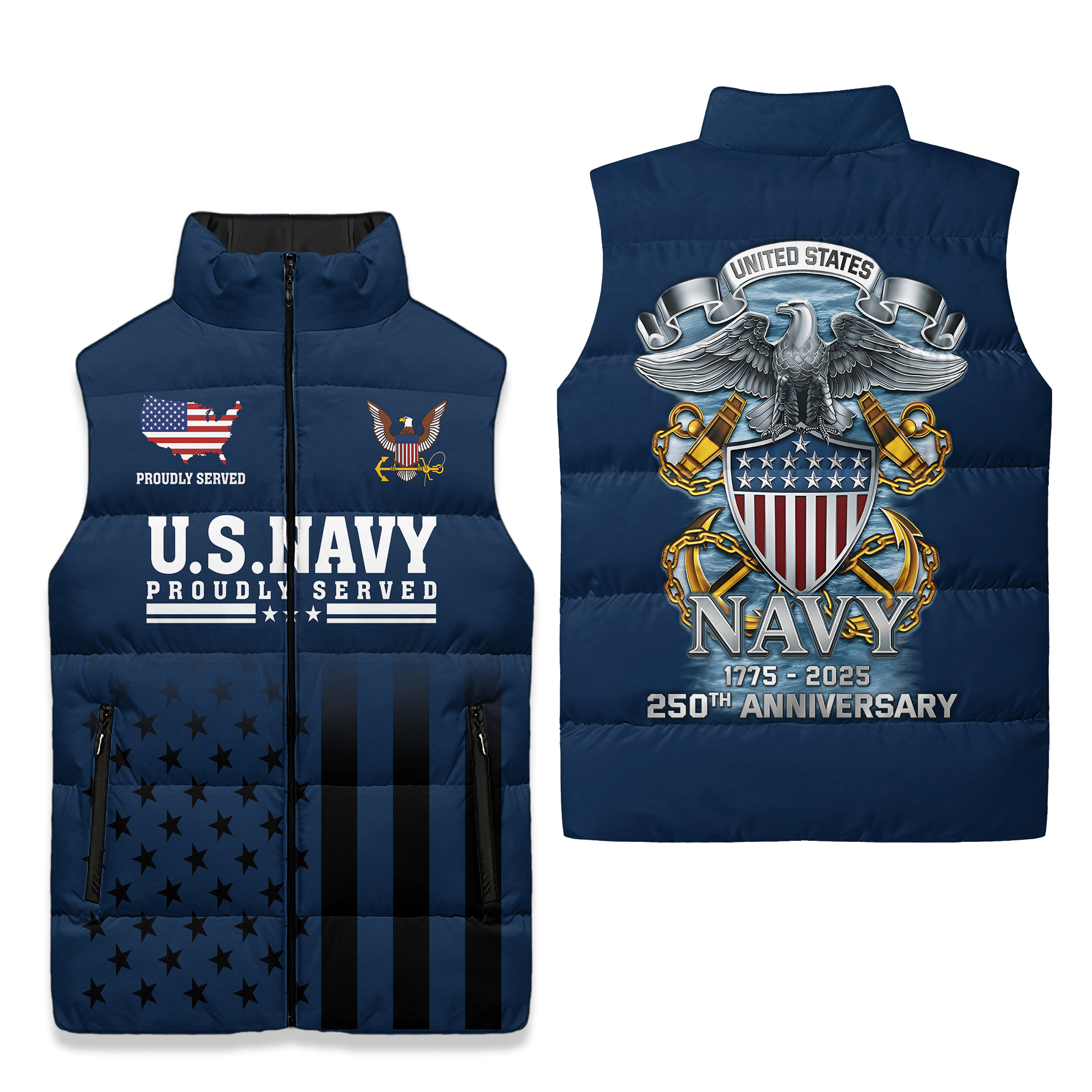 Navy 250th Anniversary Puffer Vest