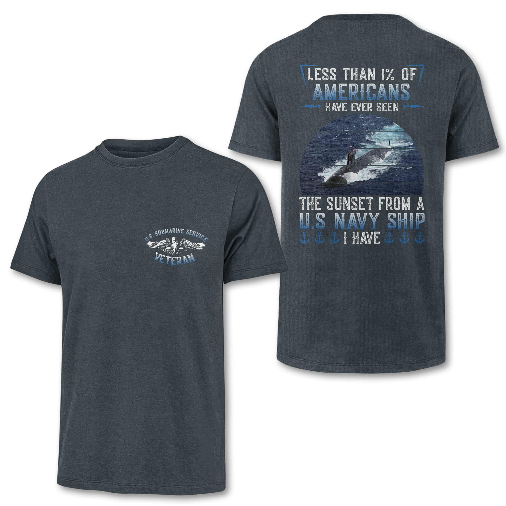 Navy Submarine Less Than 1% Navy Ship Double Side Classic T-shirt