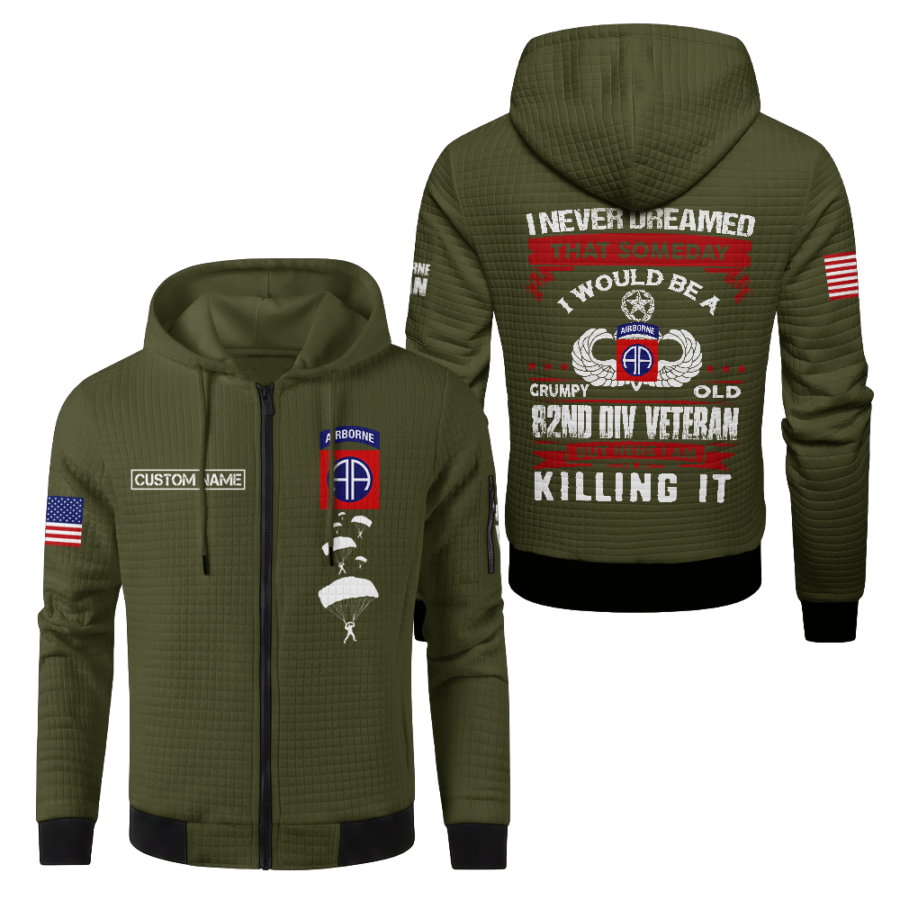 Personalizable 82nd Airborne Waffle Hooded Jacket