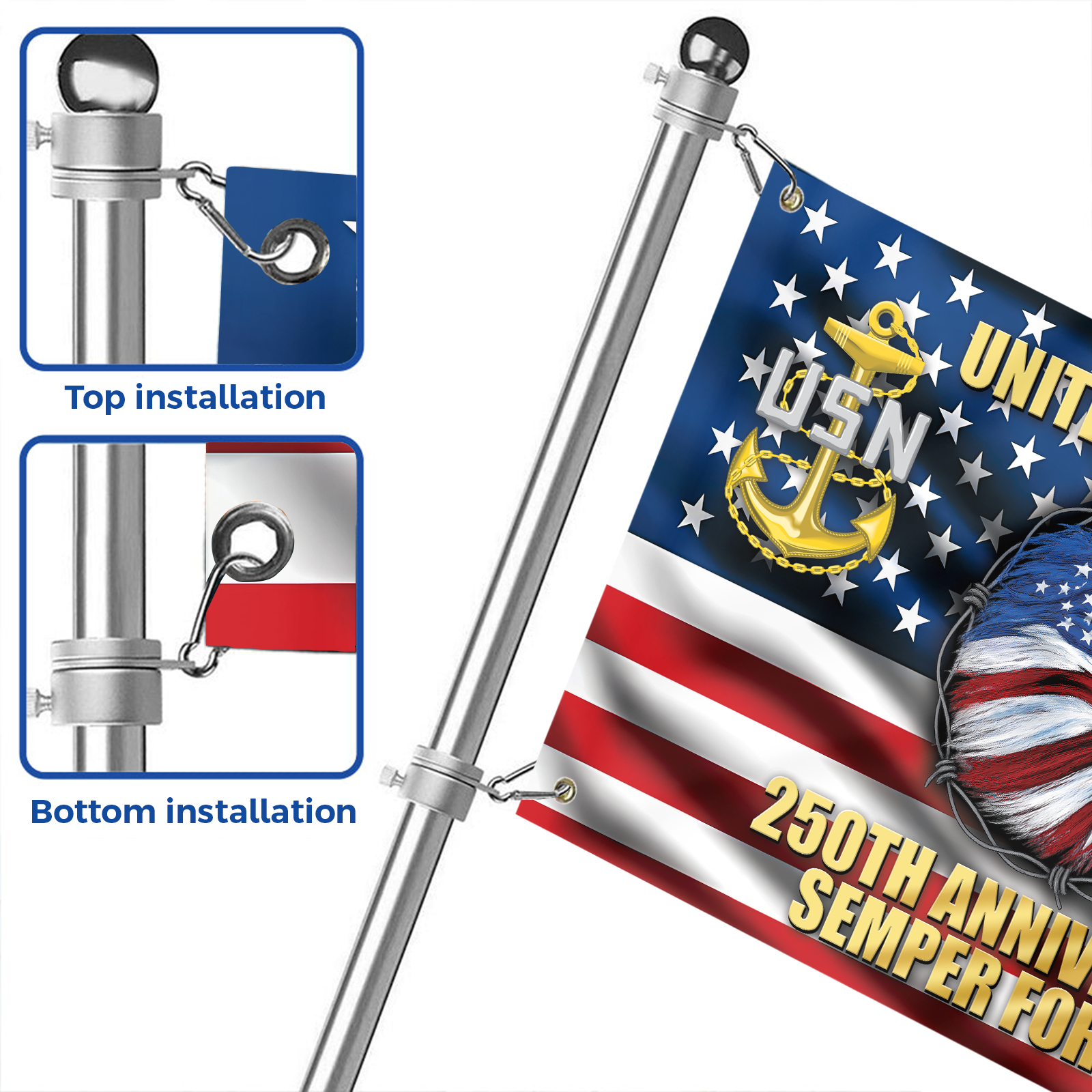 Navy 250th Anniversary House Flag