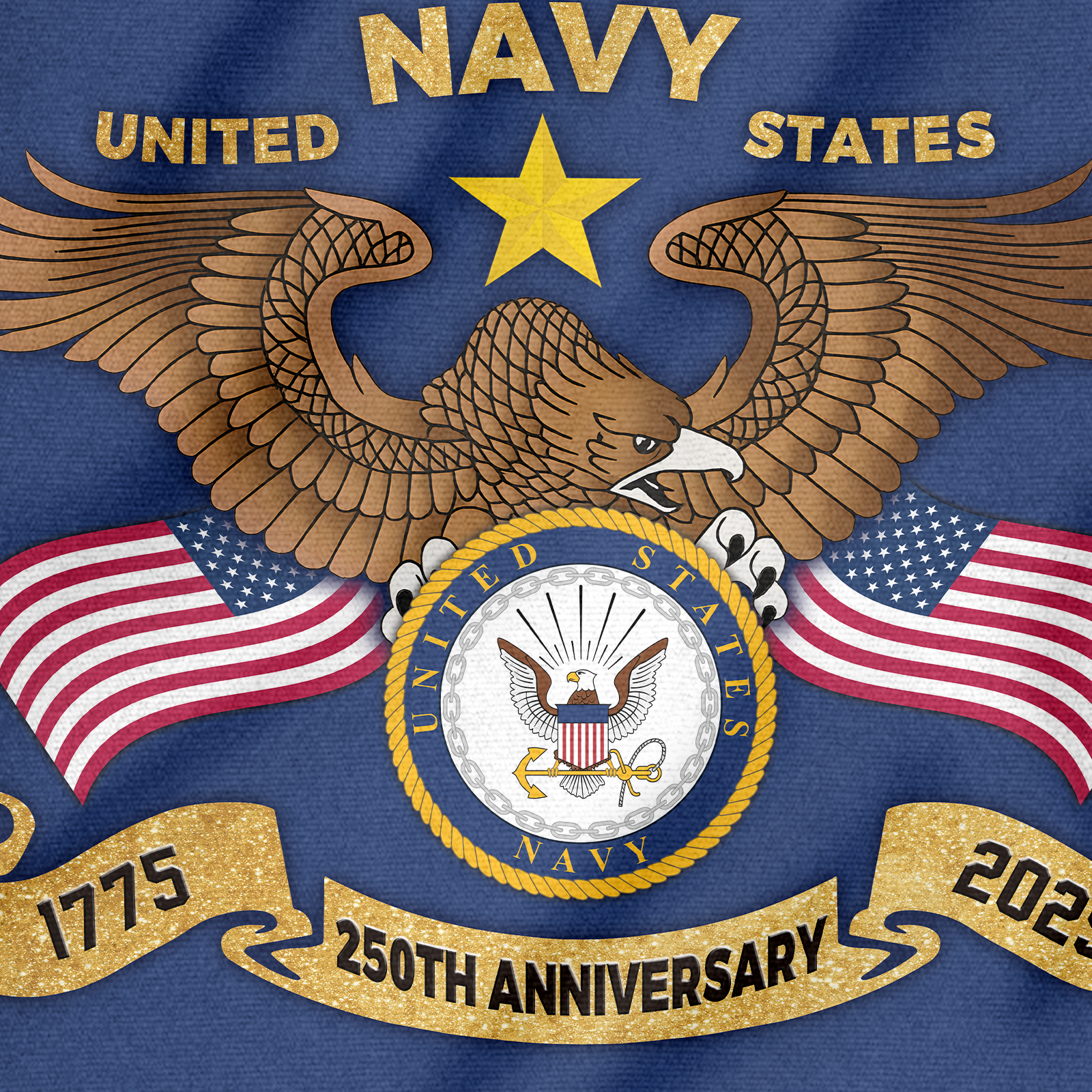 Navy 250th Anniversary House Flag