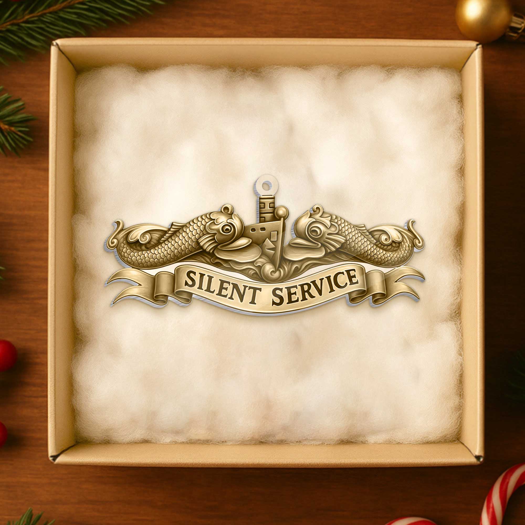 Navy Submarine Gold Dolphins Silent Service Acrylic Ornament