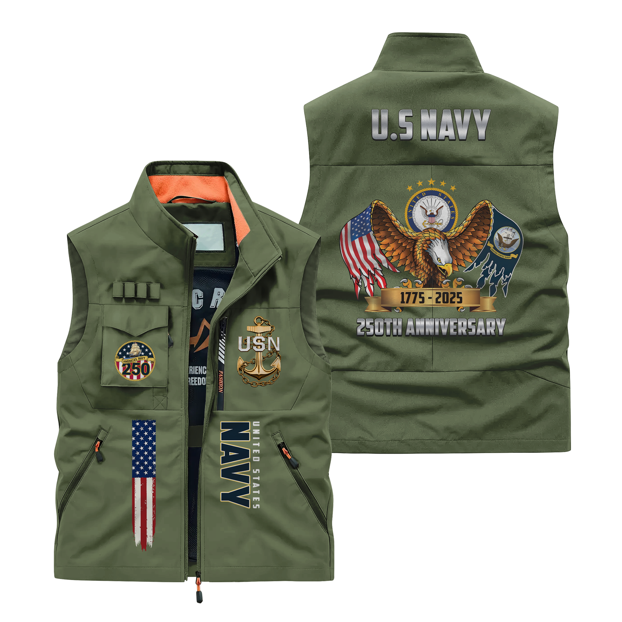 Navy 250th Anniversary Pocket Vest
