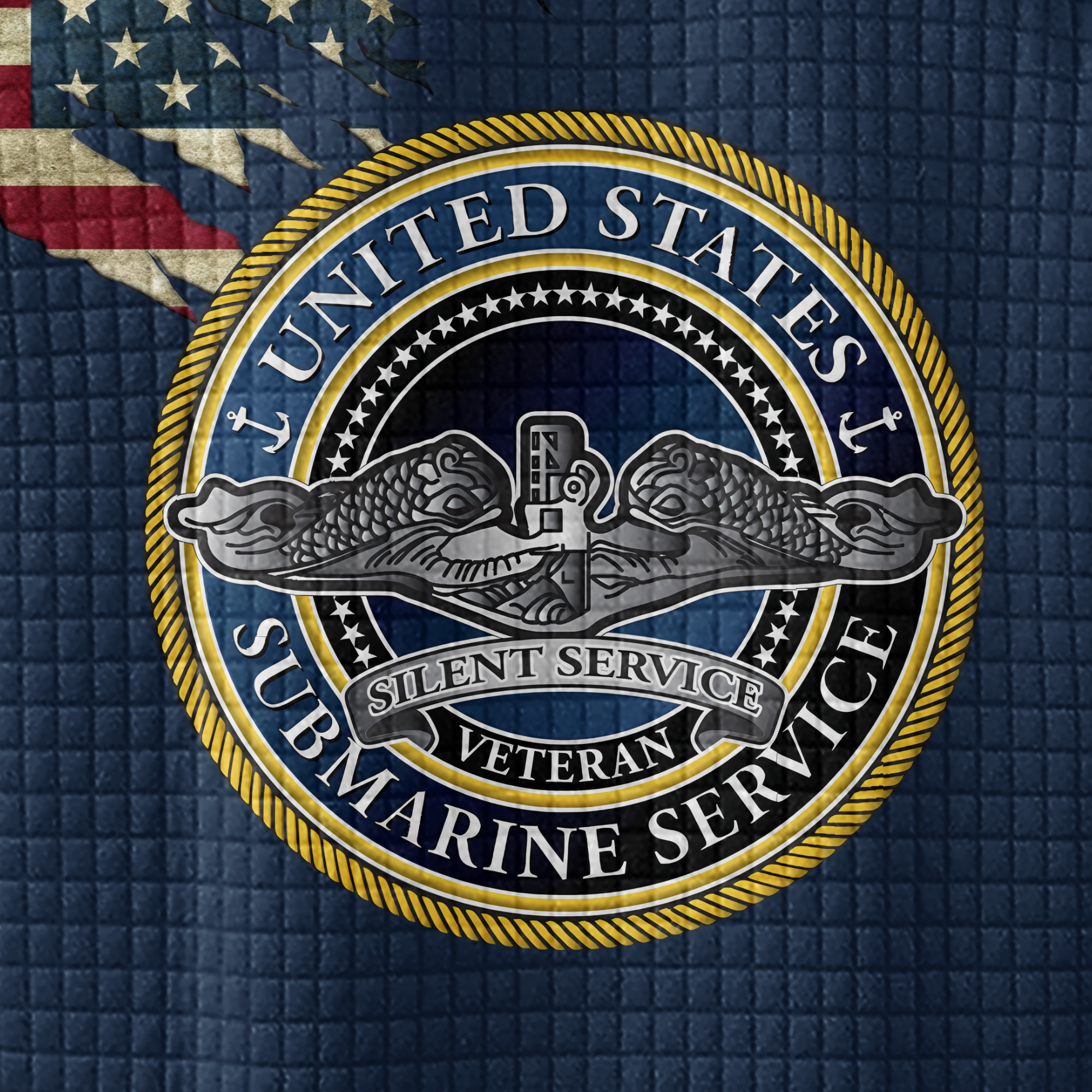 Personalizable Navy Submarine Silent Service Waffle Stand Collar Sweatshirt