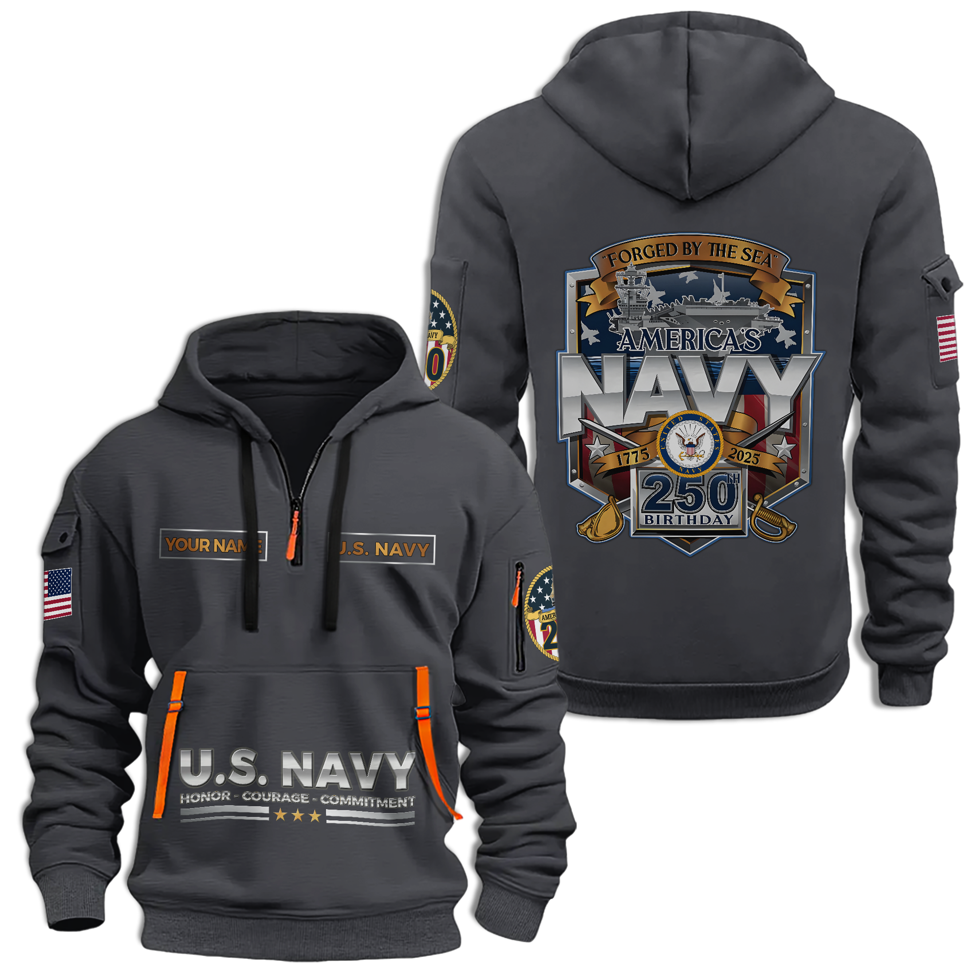 Navy 250th Anniversary Quarter Zip Hoodie