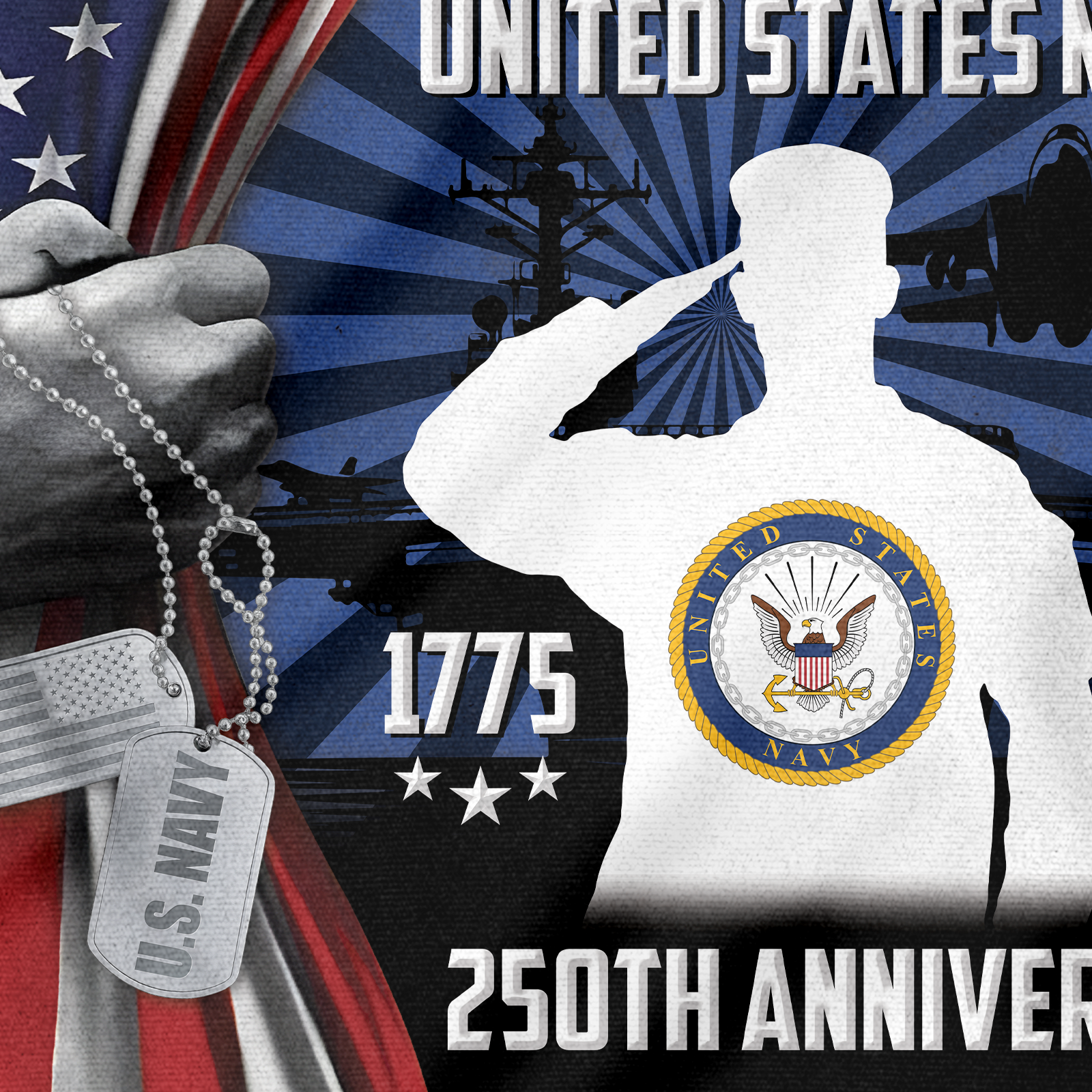 Navy 250th Anniversary House Flag