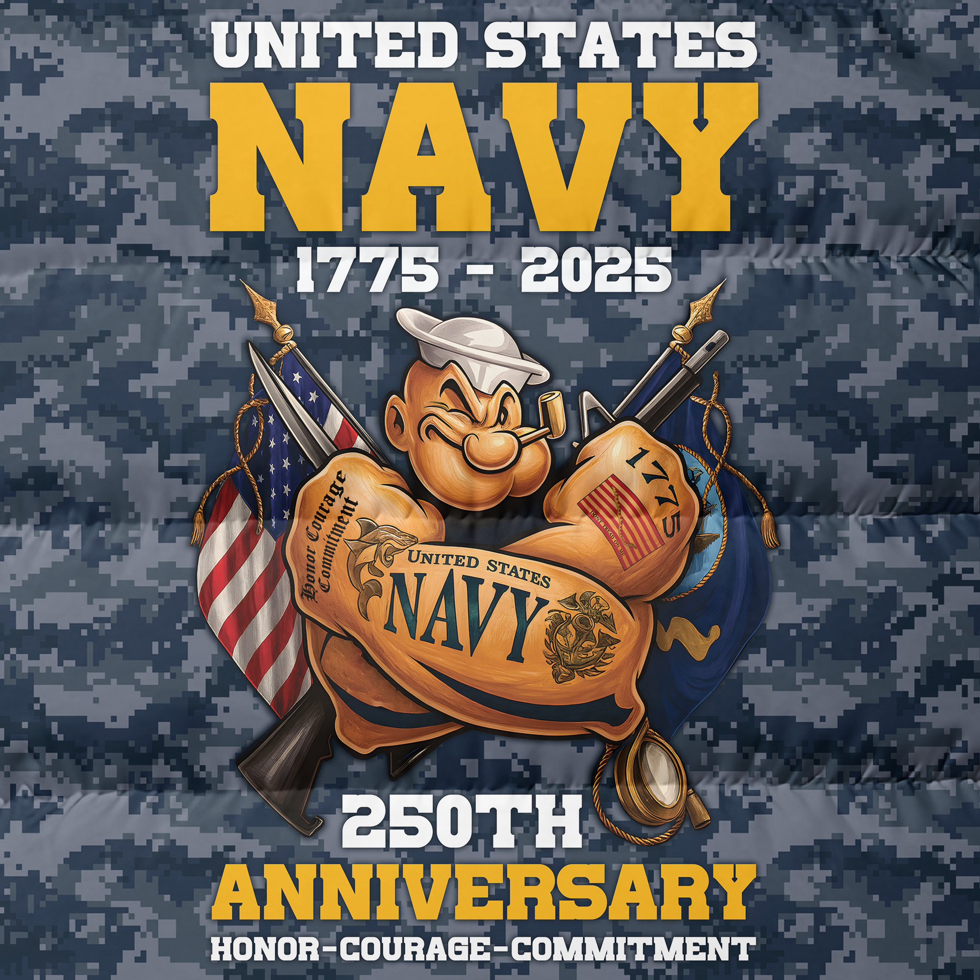 Personalizable Navy 250th Anniversary Puffer Vest