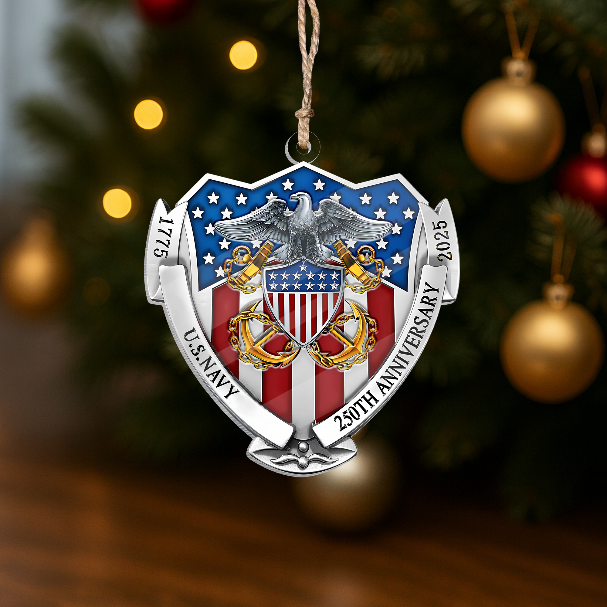 Navy 250th Anniversary Acrylic Ornament